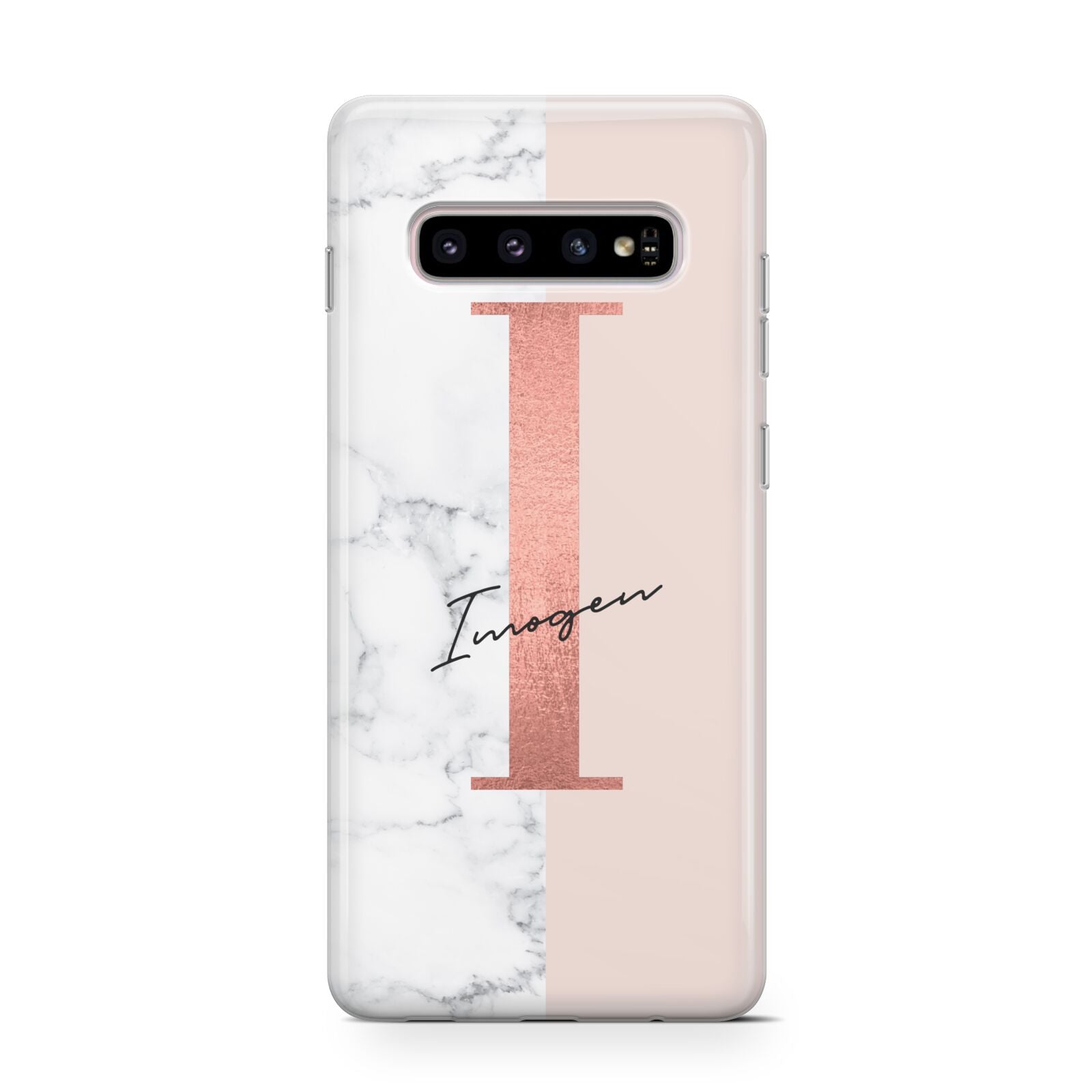 Monogrammed Rose Gold Marble Protective Samsung Galaxy Case