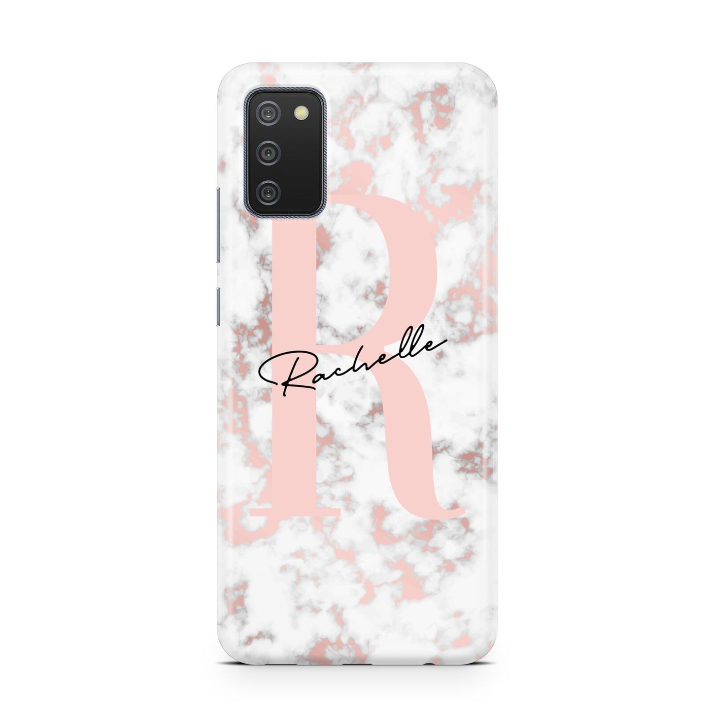 Monogrammed Rose Gold Marble Samsung A02s Case