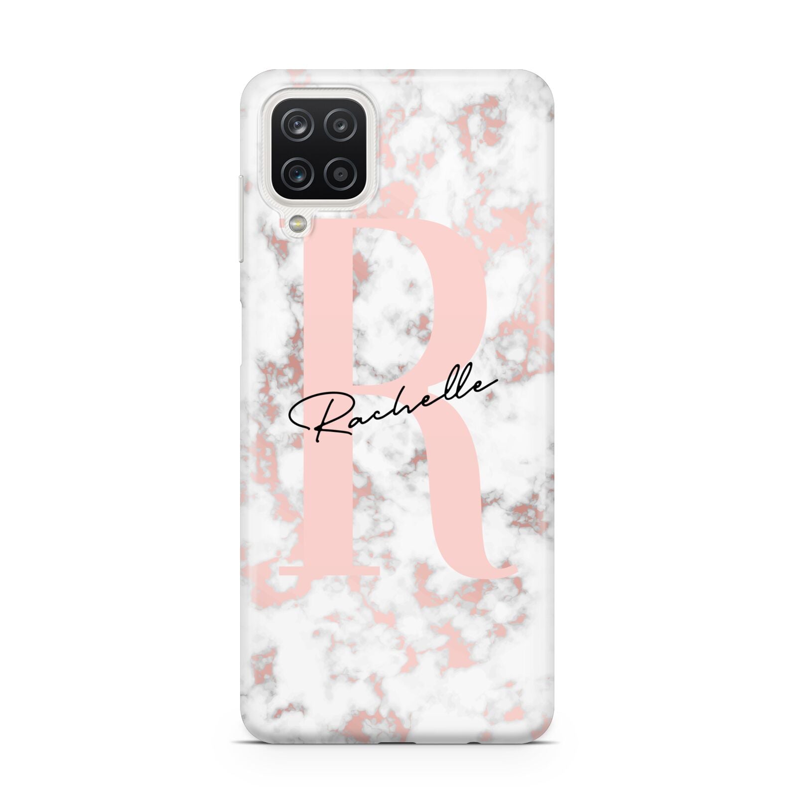 Monogrammed Rose Gold Marble Samsung A12 Case