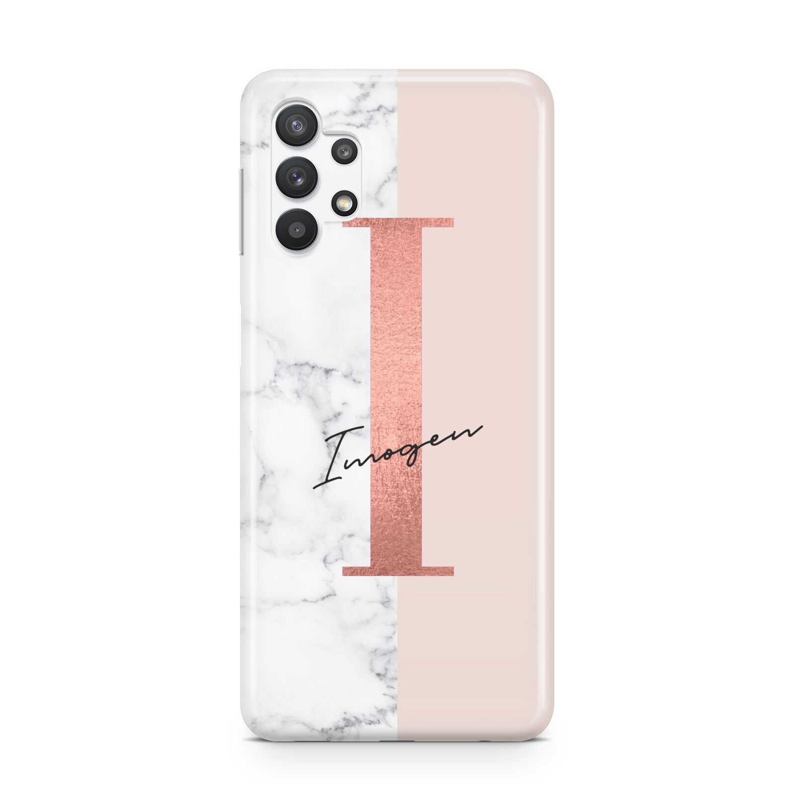 Monogrammed Rose Gold Marble Samsung A32 5G Case