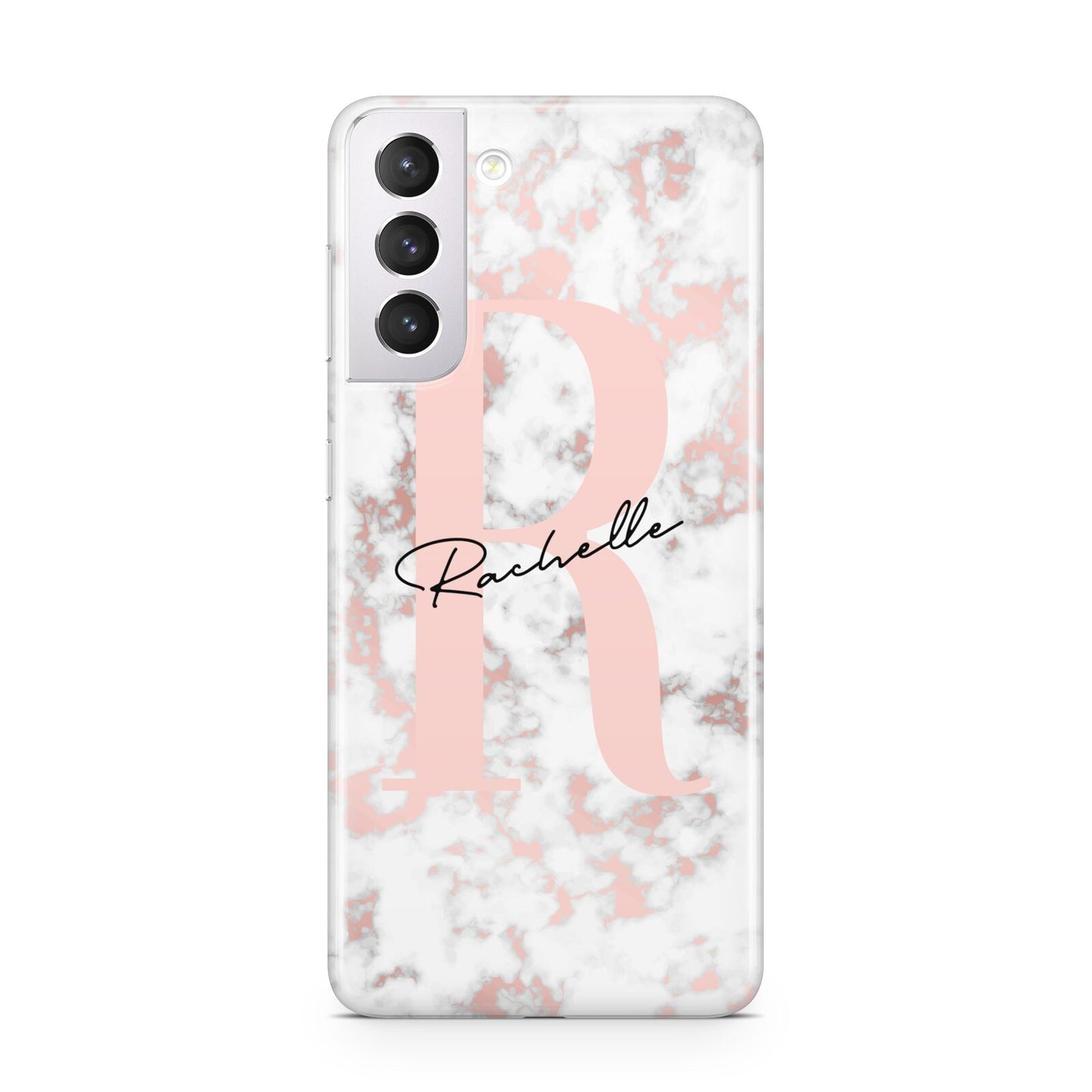 Monogrammed Rose Gold Marble Samsung S21 Case