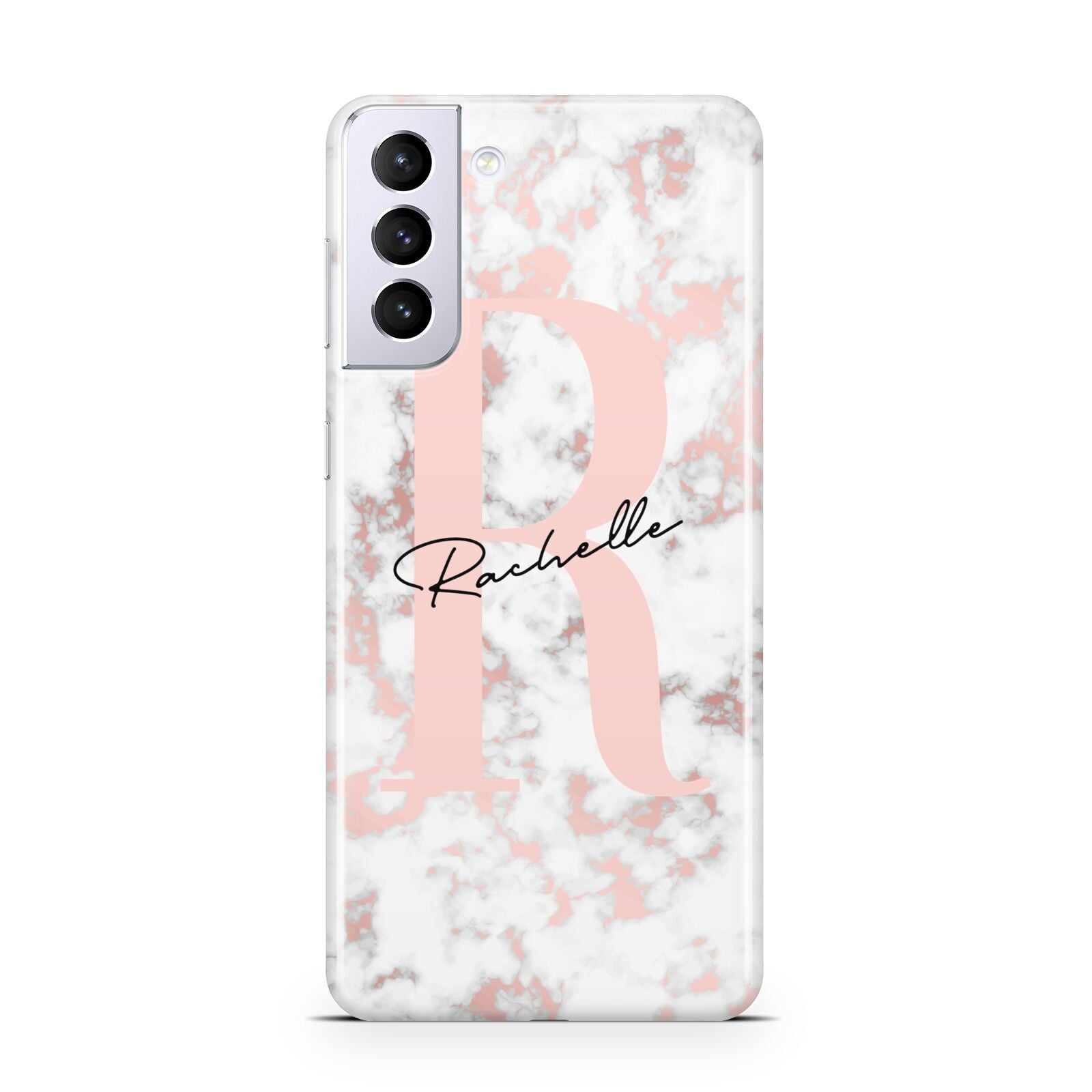 Monogrammed Rose Gold Marble Samsung S21 Plus Case