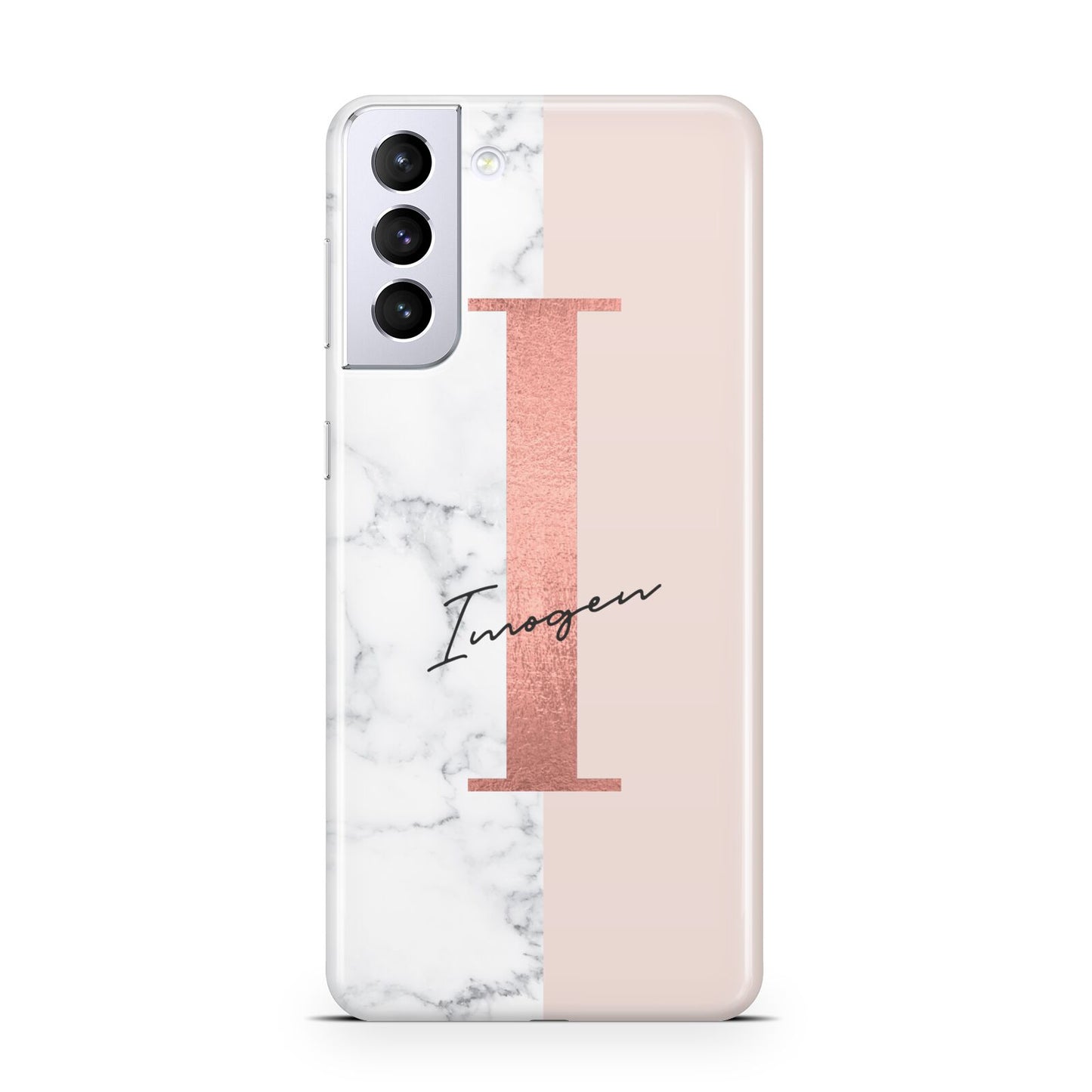 Monogrammed Rose Gold Marble Samsung S21 Plus Case