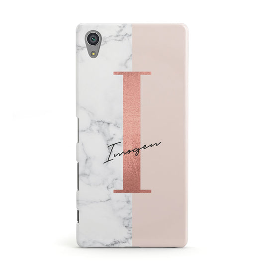 Monogrammed Rose Gold Marble Sony Xperia Case