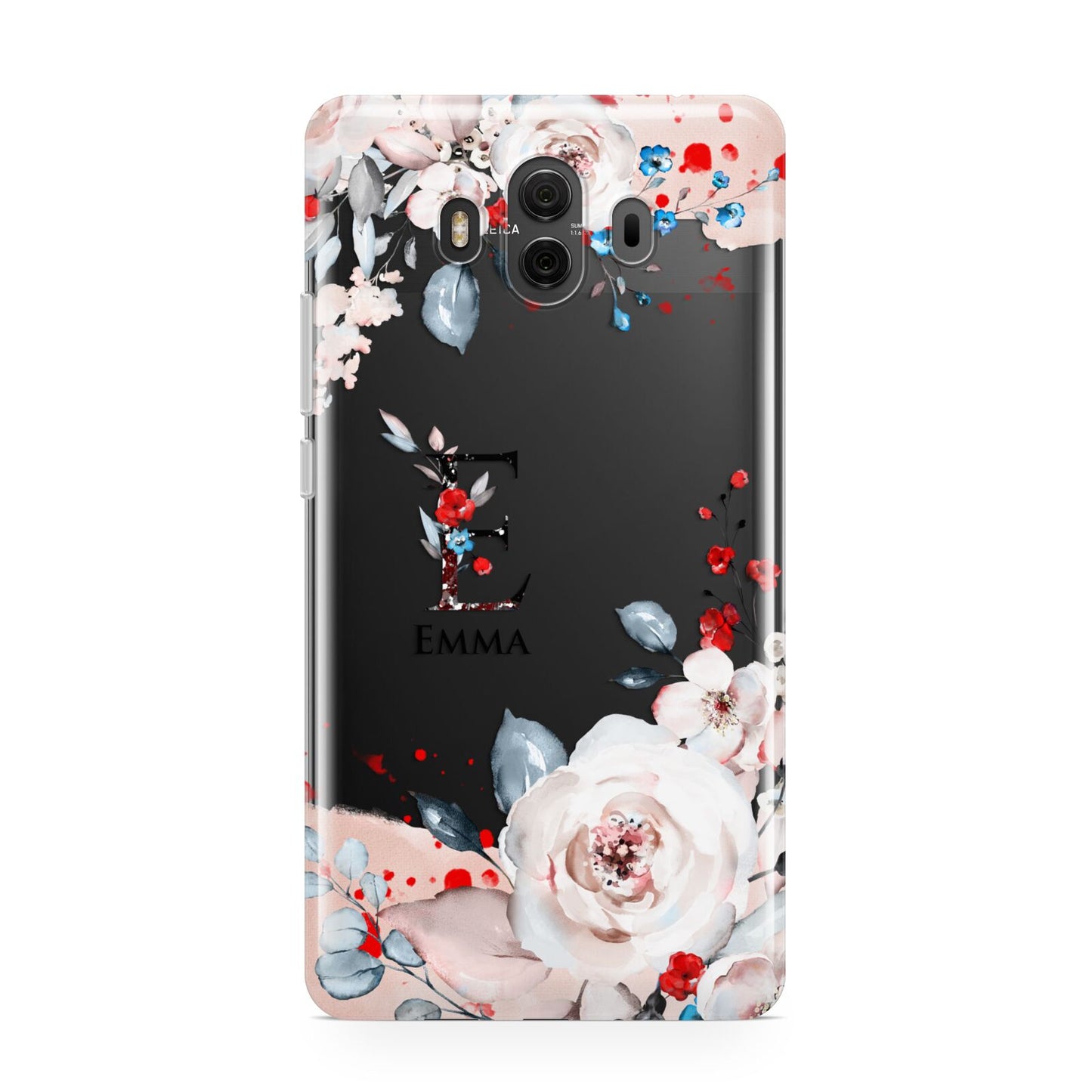 Monogrammed Roses Floral Wreath Huawei Mate 10 Protective Phone Case