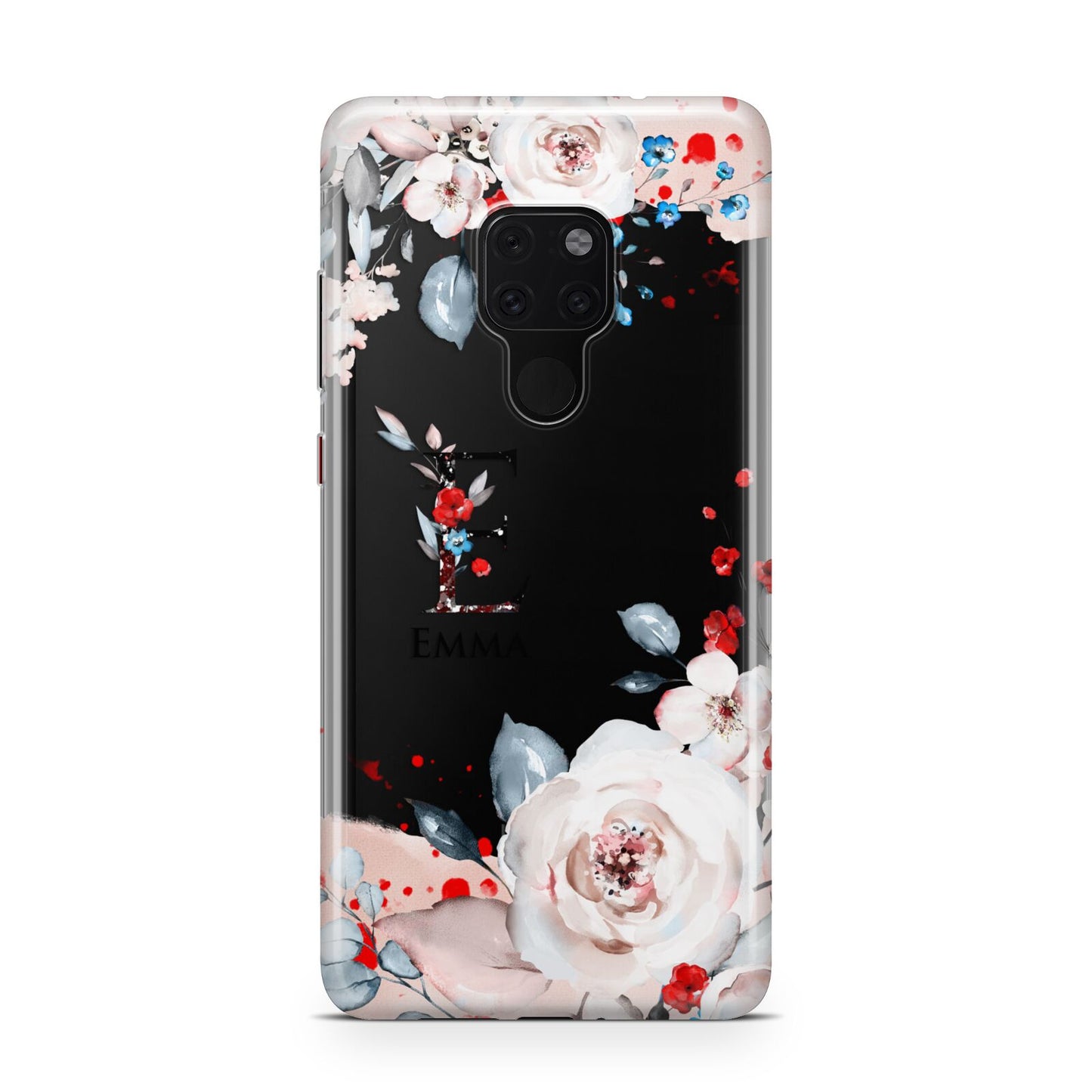 Monogrammed Roses Floral Wreath Huawei Mate 20 Phone Case