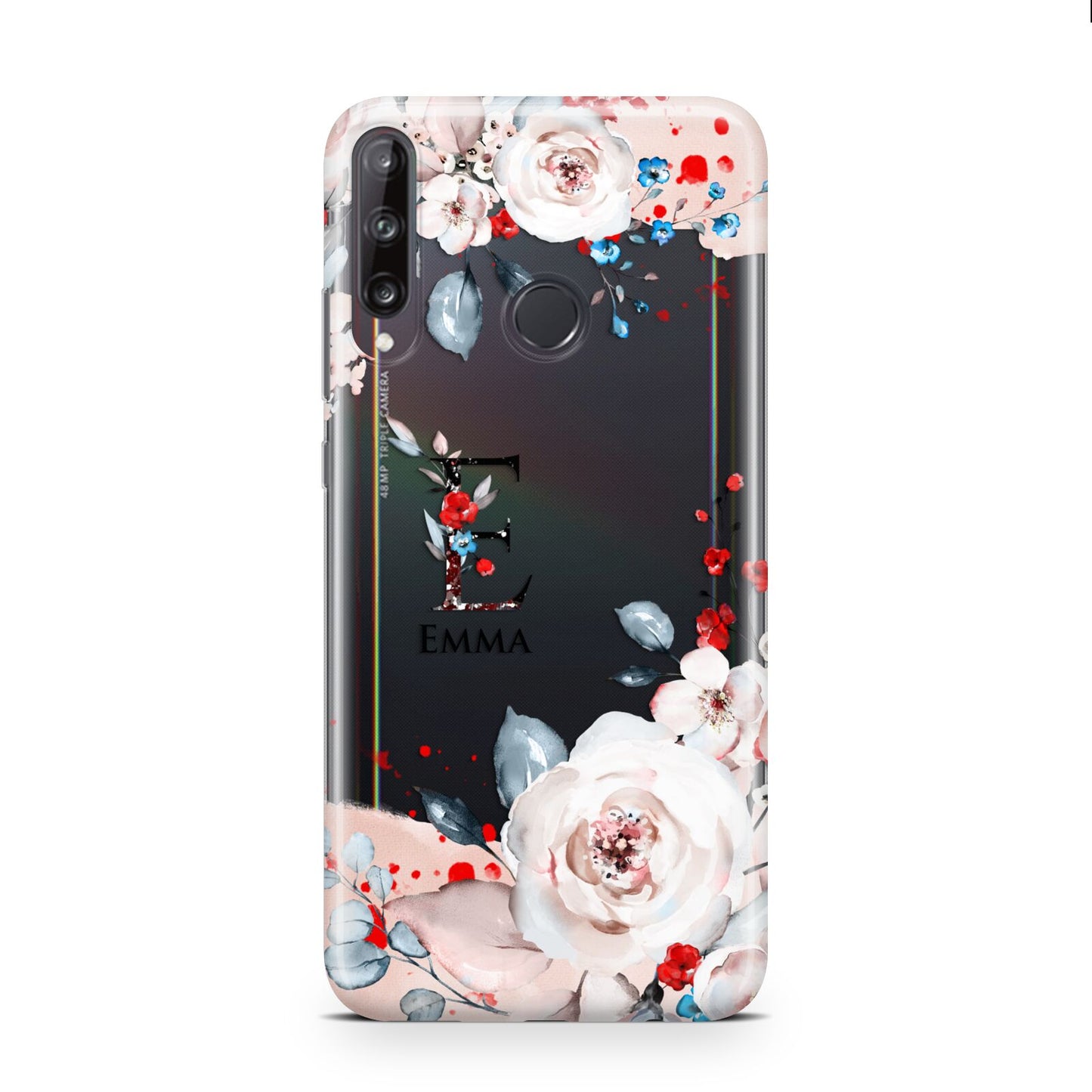 Monogrammed Roses Floral Wreath Huawei P40 Lite E Phone Case