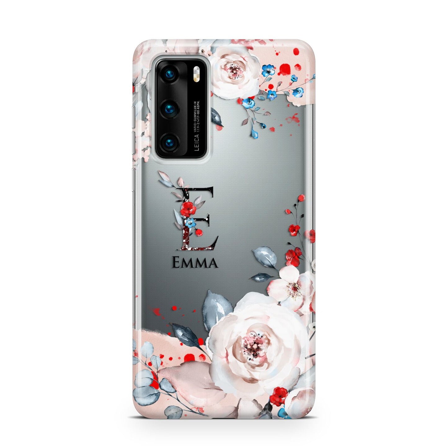 Monogrammed Roses Floral Wreath Huawei P40 Phone Case