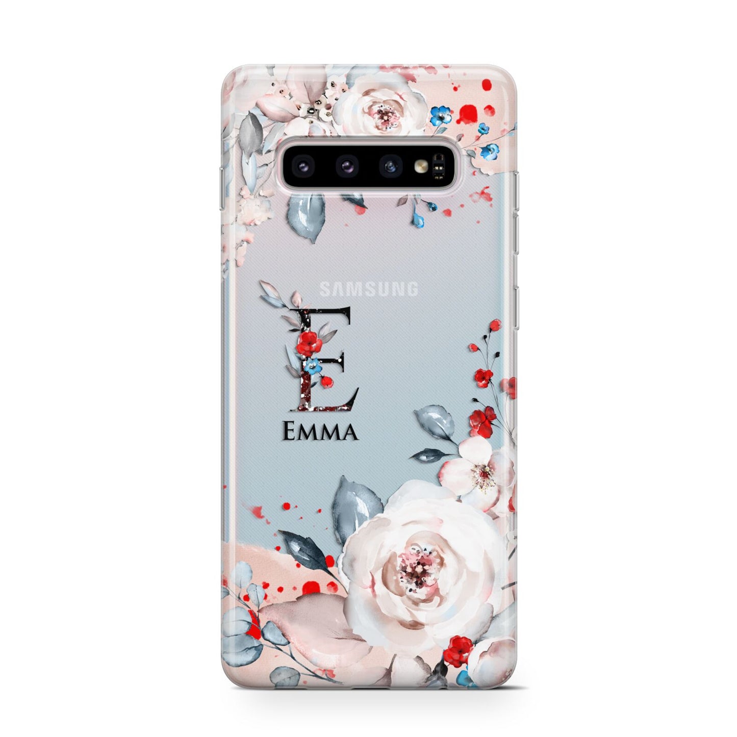 Monogrammed Roses Floral Wreath Protective Samsung Galaxy Case