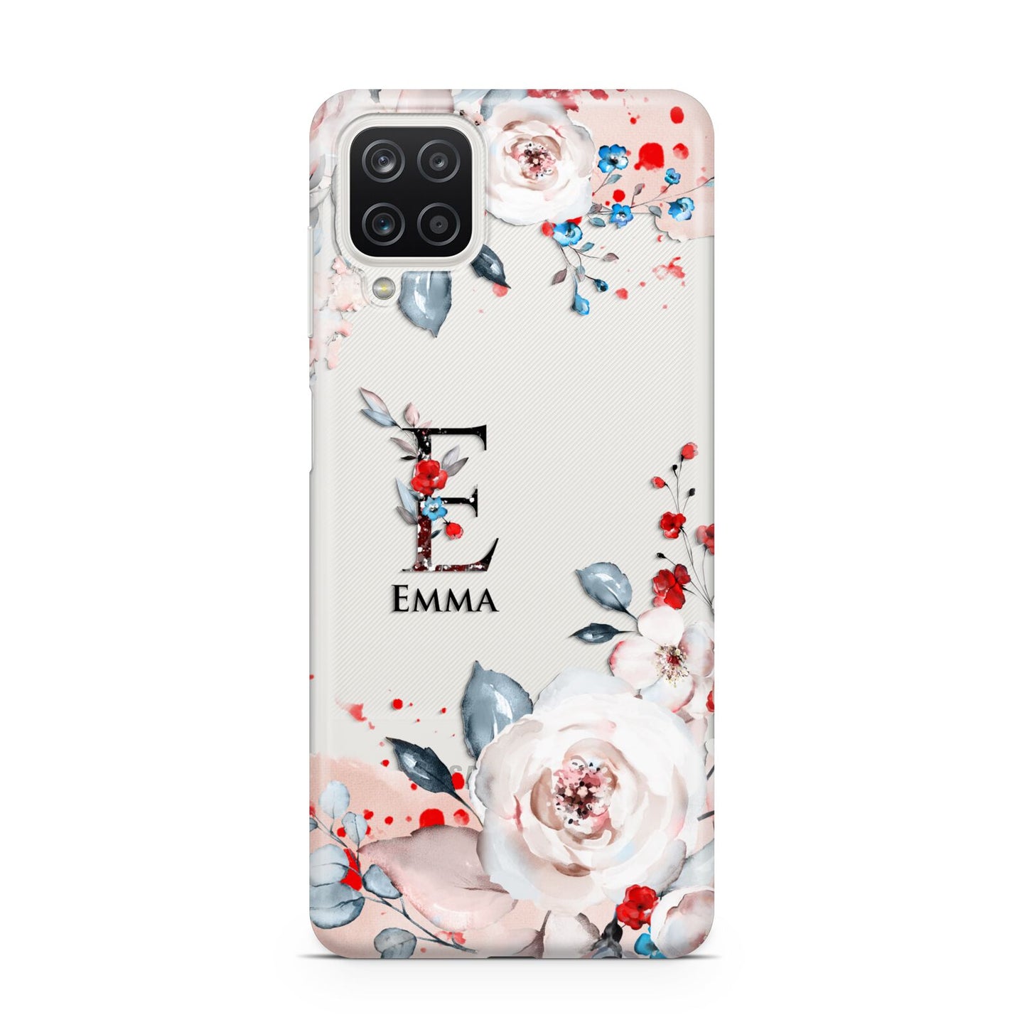 Monogrammed Roses Floral Wreath Samsung A12 Case