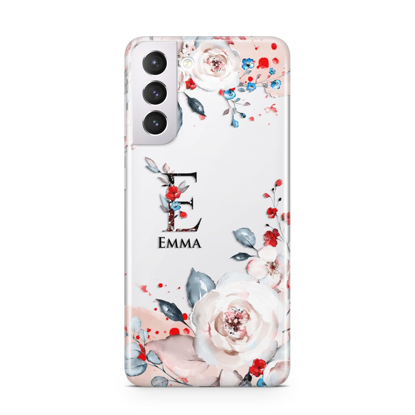 Monogrammed Roses Floral Wreath Samsung S21 Case