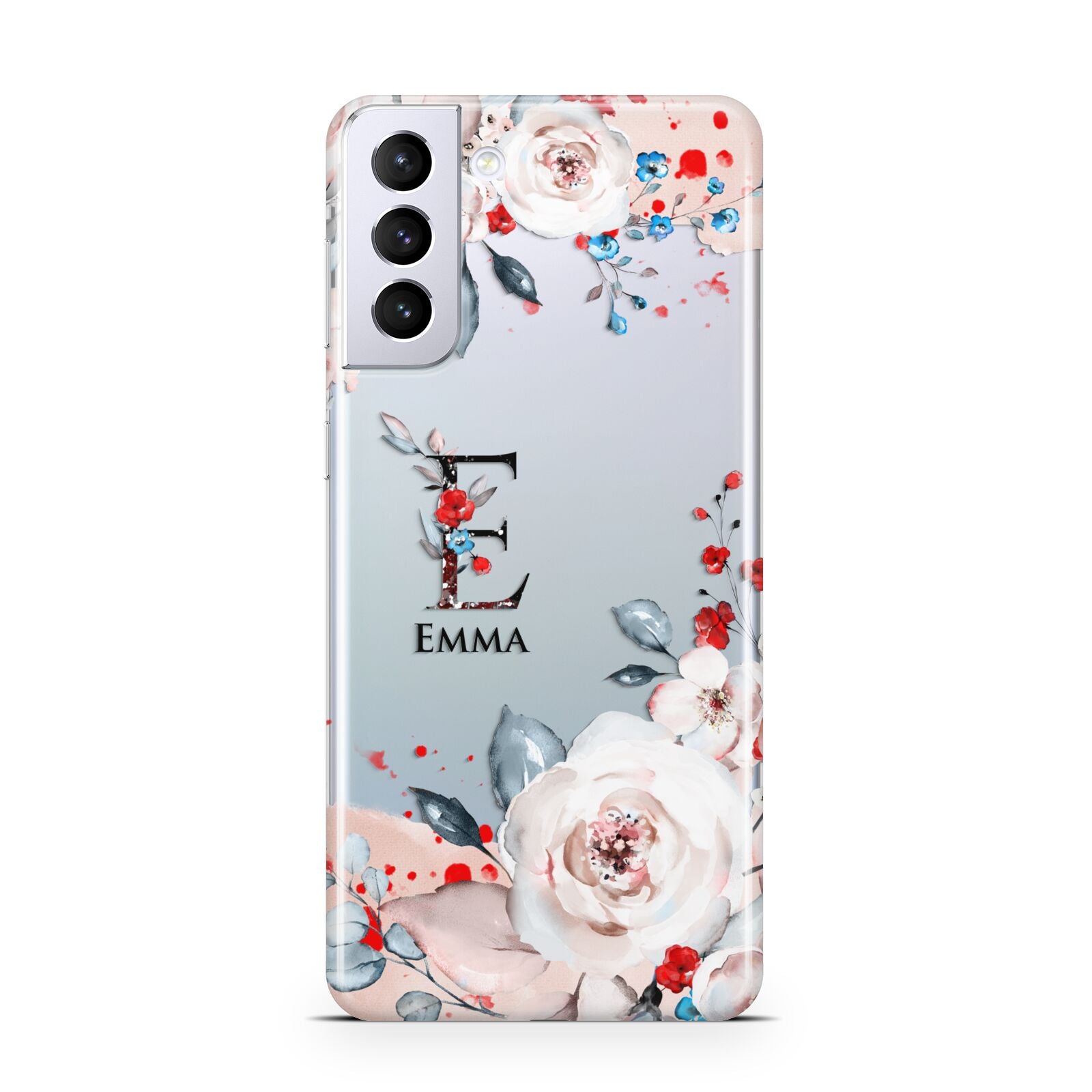 Monogrammed Roses Floral Wreath Samsung S21 Plus Case