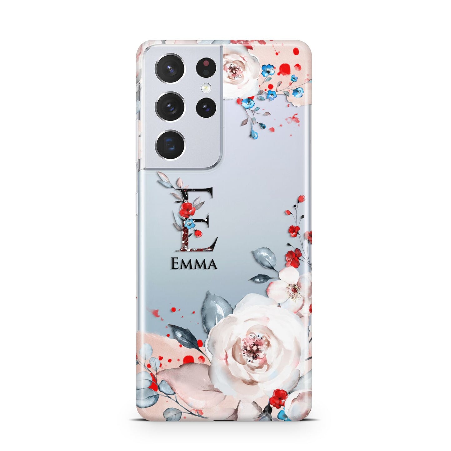 Monogrammed Roses Floral Wreath Samsung S21 Ultra Case