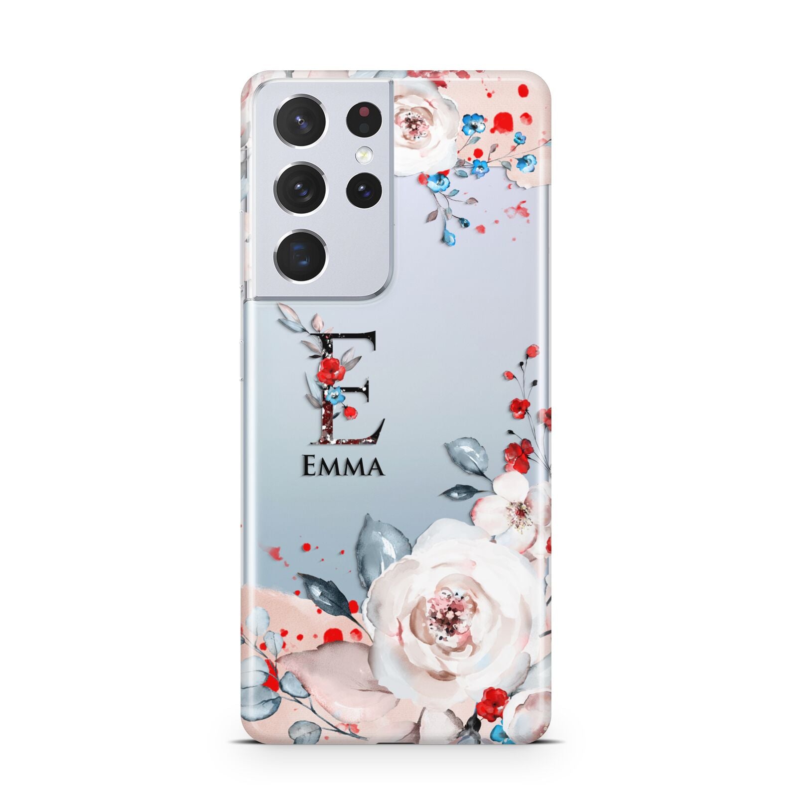 Monogrammed Roses Floral Wreath Samsung S21 Ultra Case