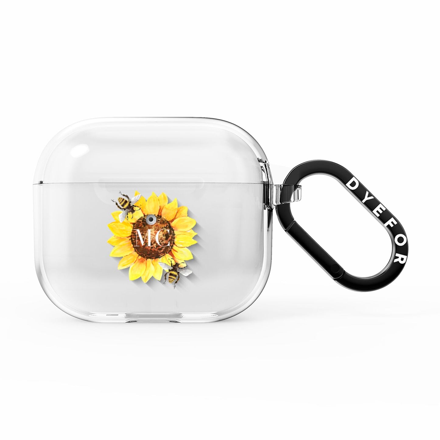 Monogrammed Sunflower with Little Bees AirPods Clear Case 3rd Gen