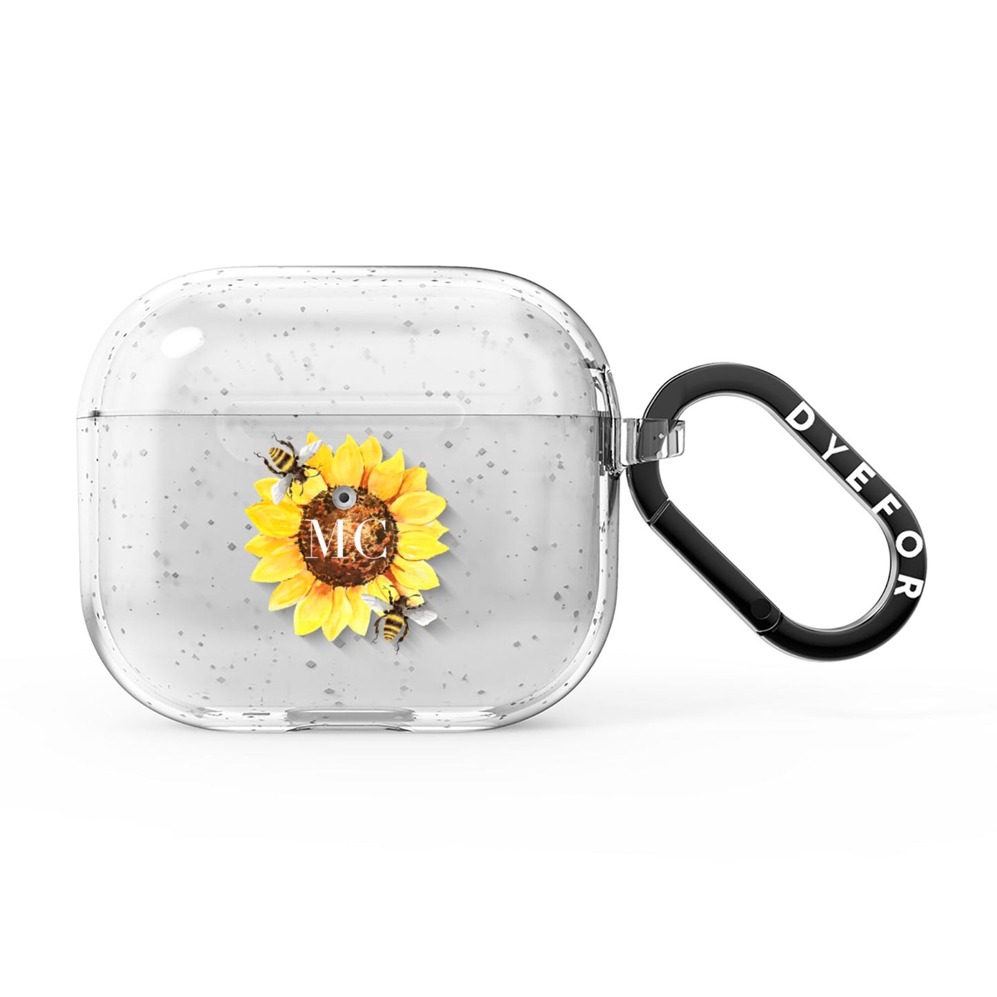 Monogrammed Sunflower with Little Bees AirPods Glitter Case 3rd Gen