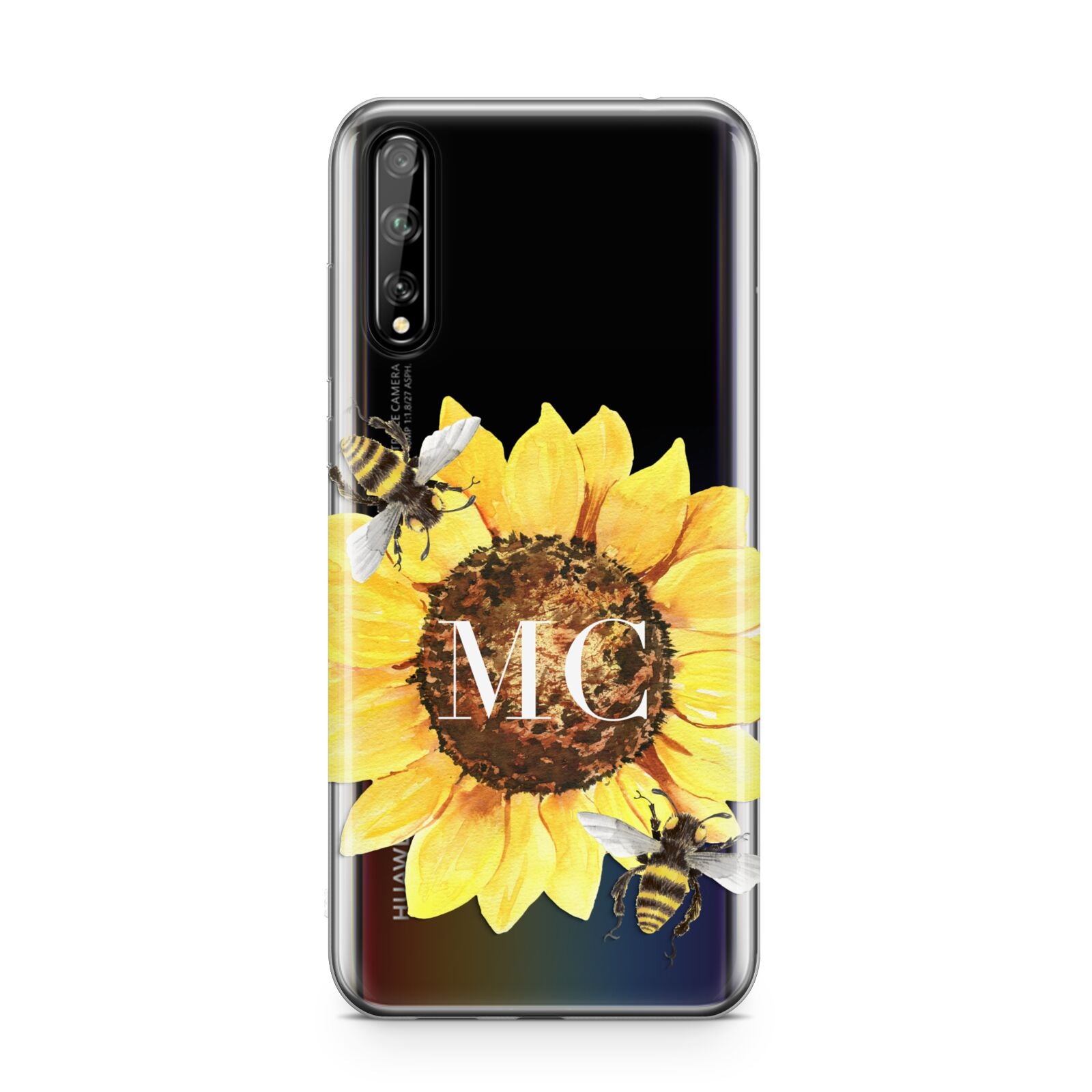 Monogrammed Sunflower with Little Bees Huawei Enjoy 10s Phone Case