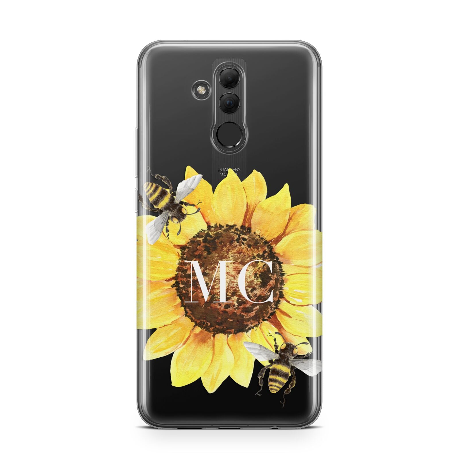 Monogrammed Sunflower with Little Bees Huawei Mate 20 Lite