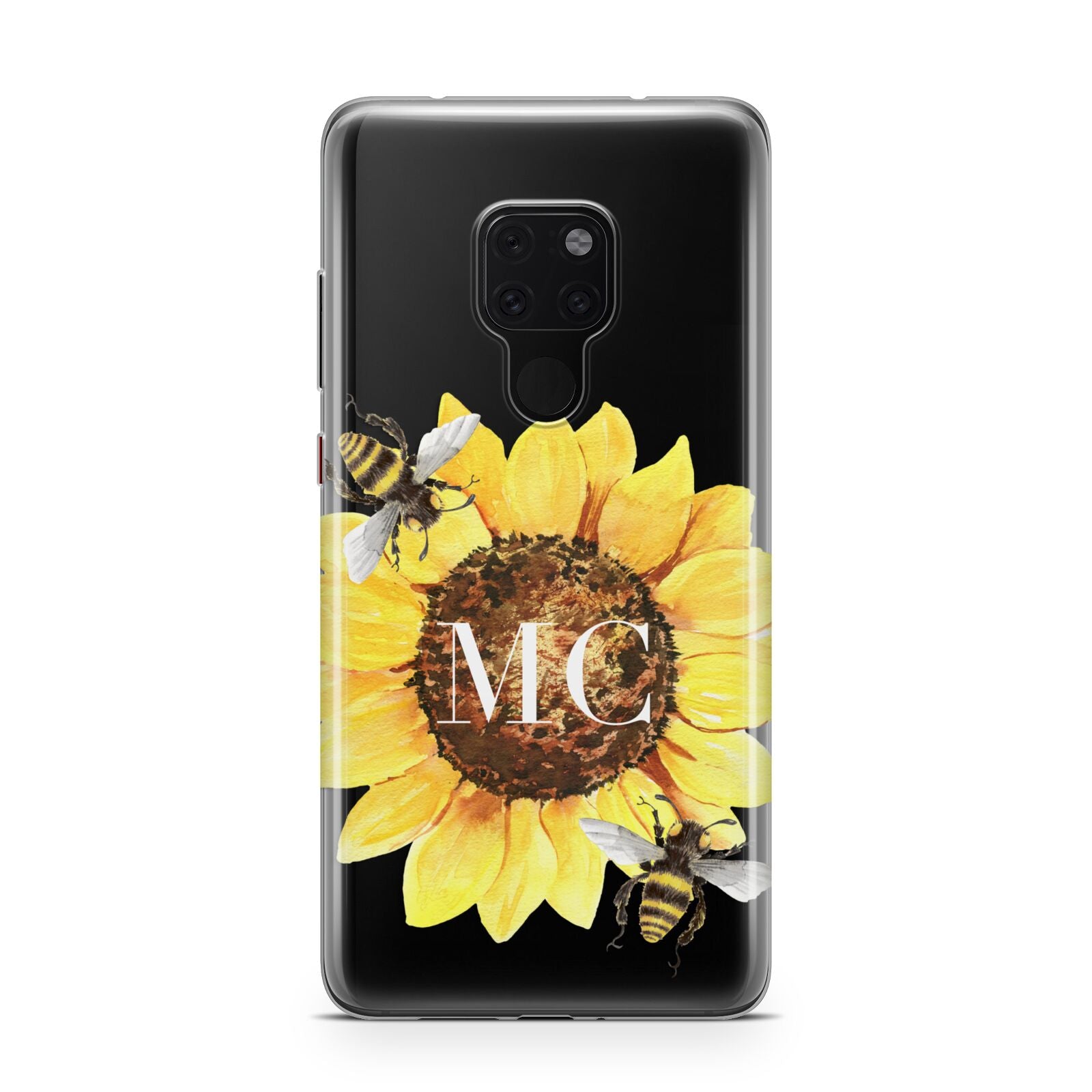 Monogrammed Sunflower with Little Bees Huawei Mate 20 Phone Case