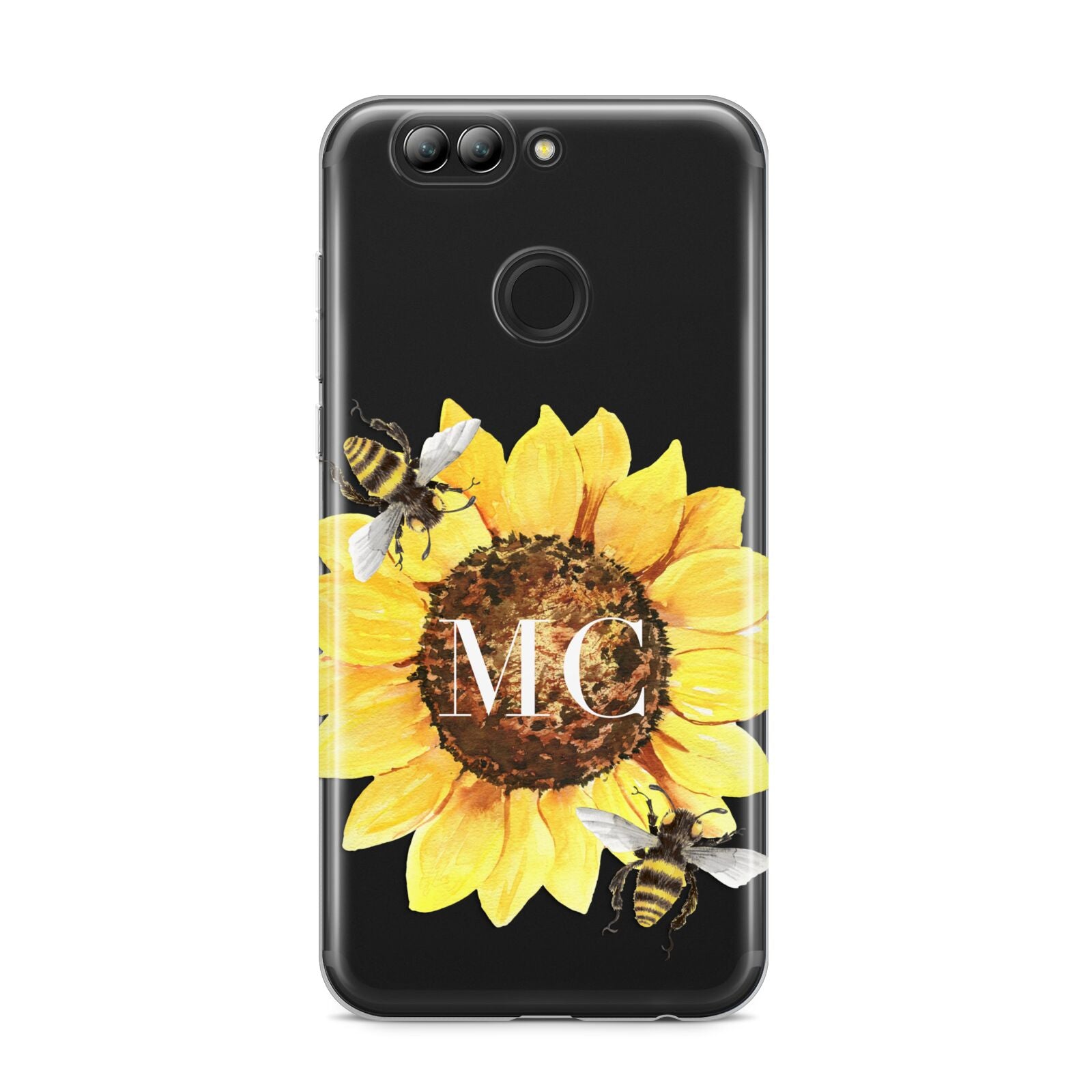 Monogrammed Sunflower with Little Bees Huawei Nova 2s Phone Case