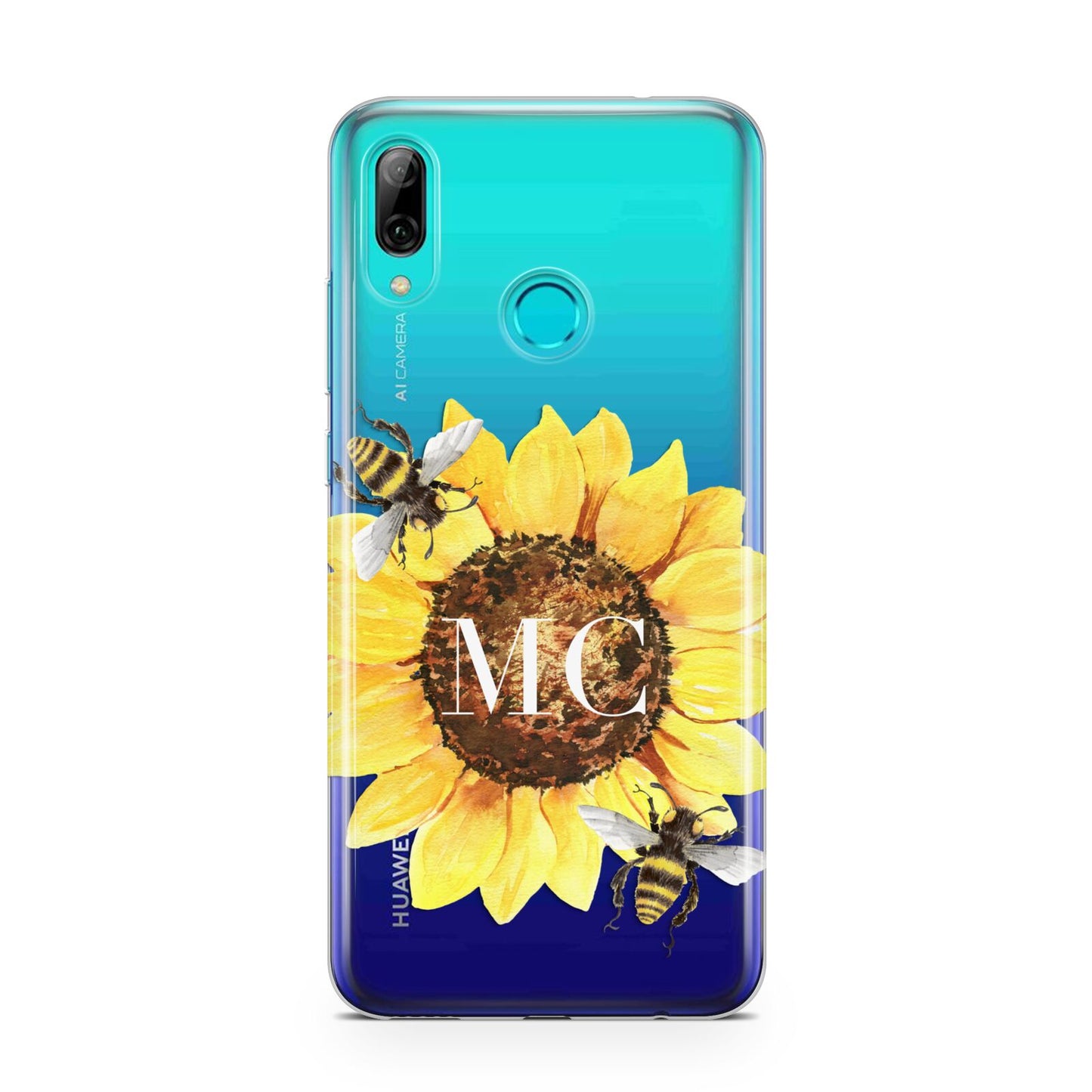 Monogrammed Sunflower with Little Bees Huawei P Smart 2019 Case