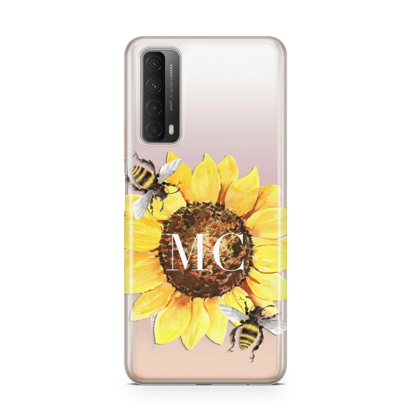 Monogrammed Sunflower with Little Bees Huawei P Smart 2021