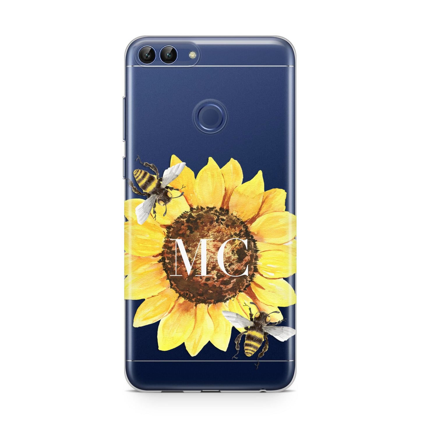 Monogrammed Sunflower with Little Bees Huawei P Smart Case