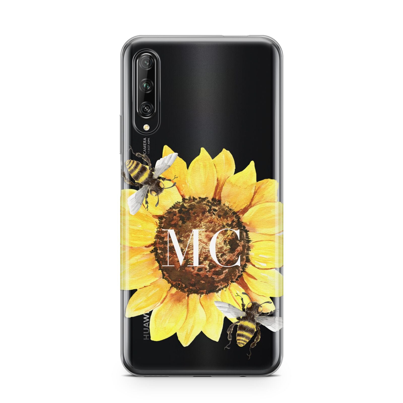 Monogrammed Sunflower with Little Bees Huawei P Smart Pro 2019