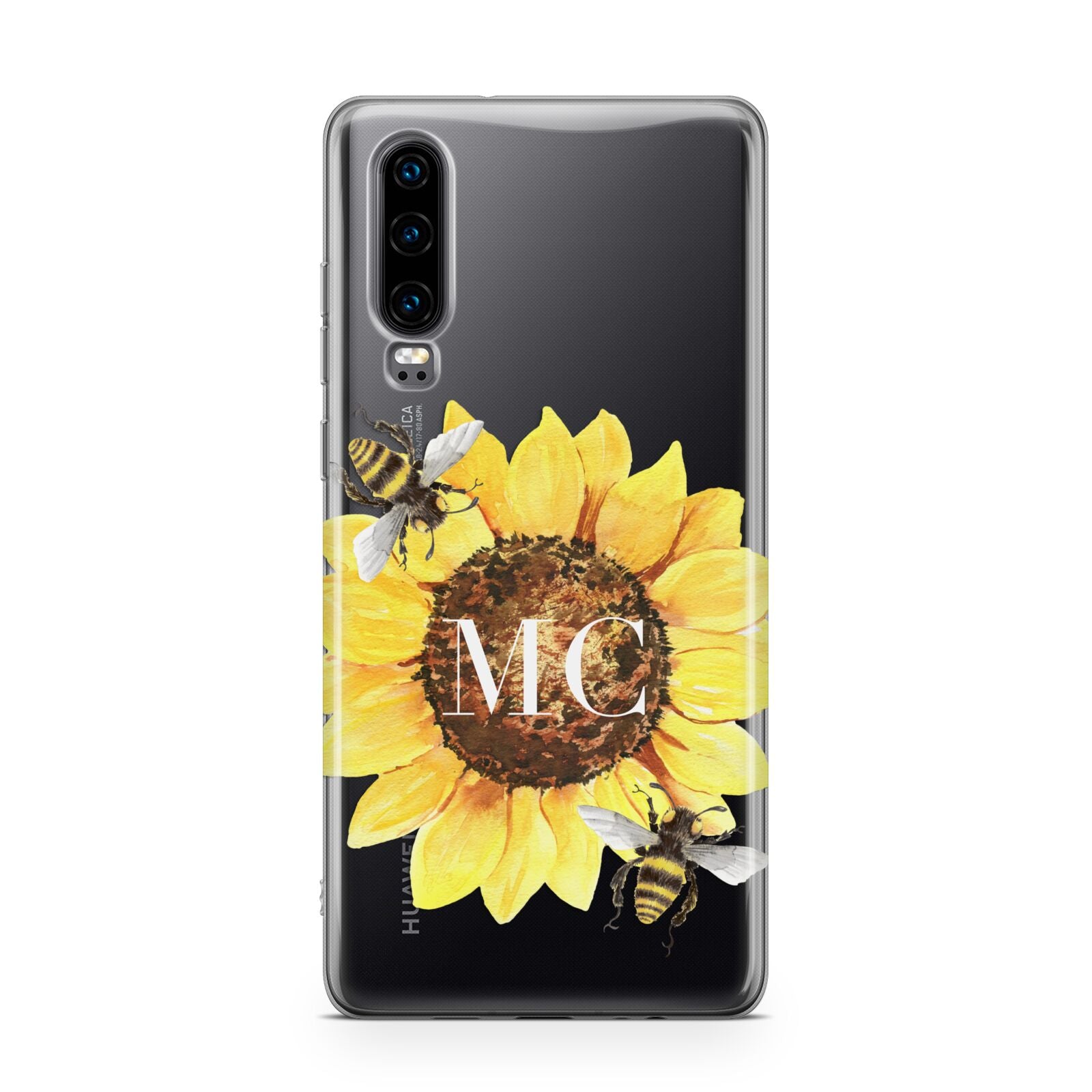 Monogrammed Sunflower with Little Bees Huawei P30 Phone Case