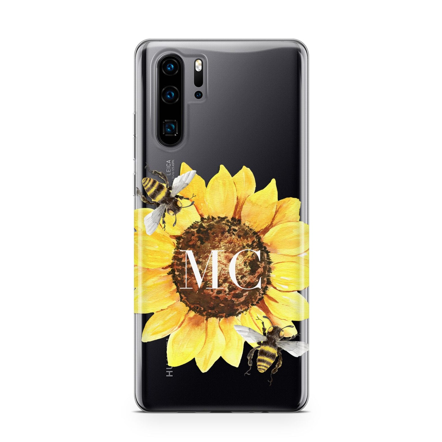 Monogrammed Sunflower with Little Bees Huawei P30 Pro Phone Case