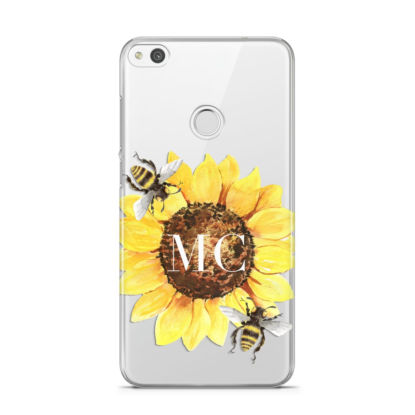 Monogrammed Sunflower with Little Bees Huawei P8 Lite Case