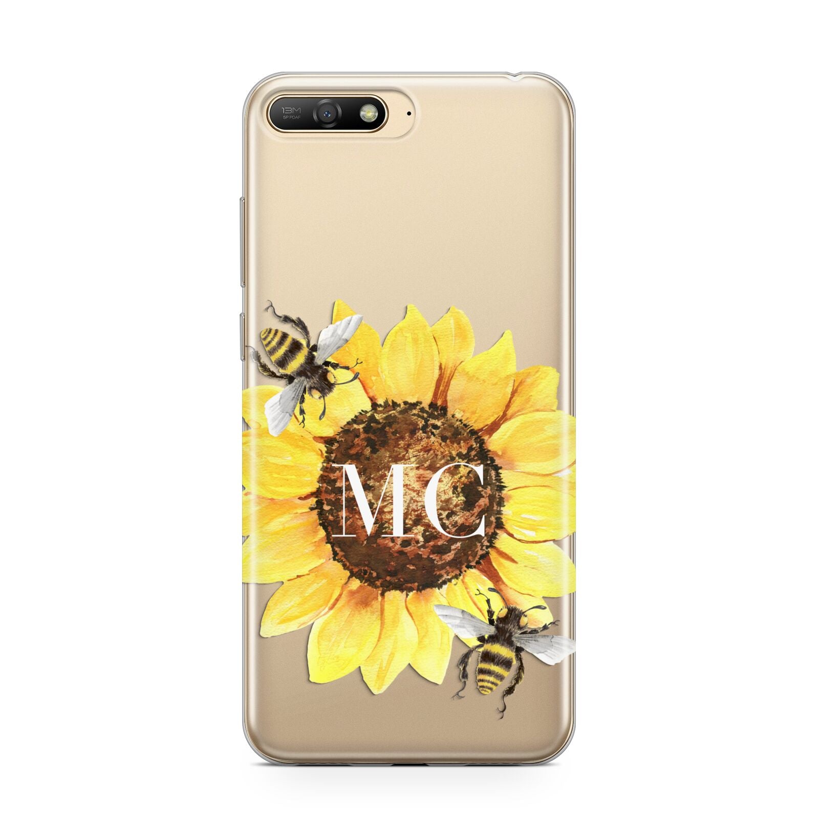 Monogrammed Sunflower with Little Bees Huawei Y6 2018