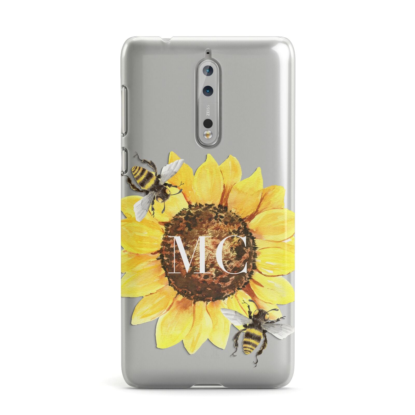 Monogrammed Sunflower with Little Bees Nokia Case