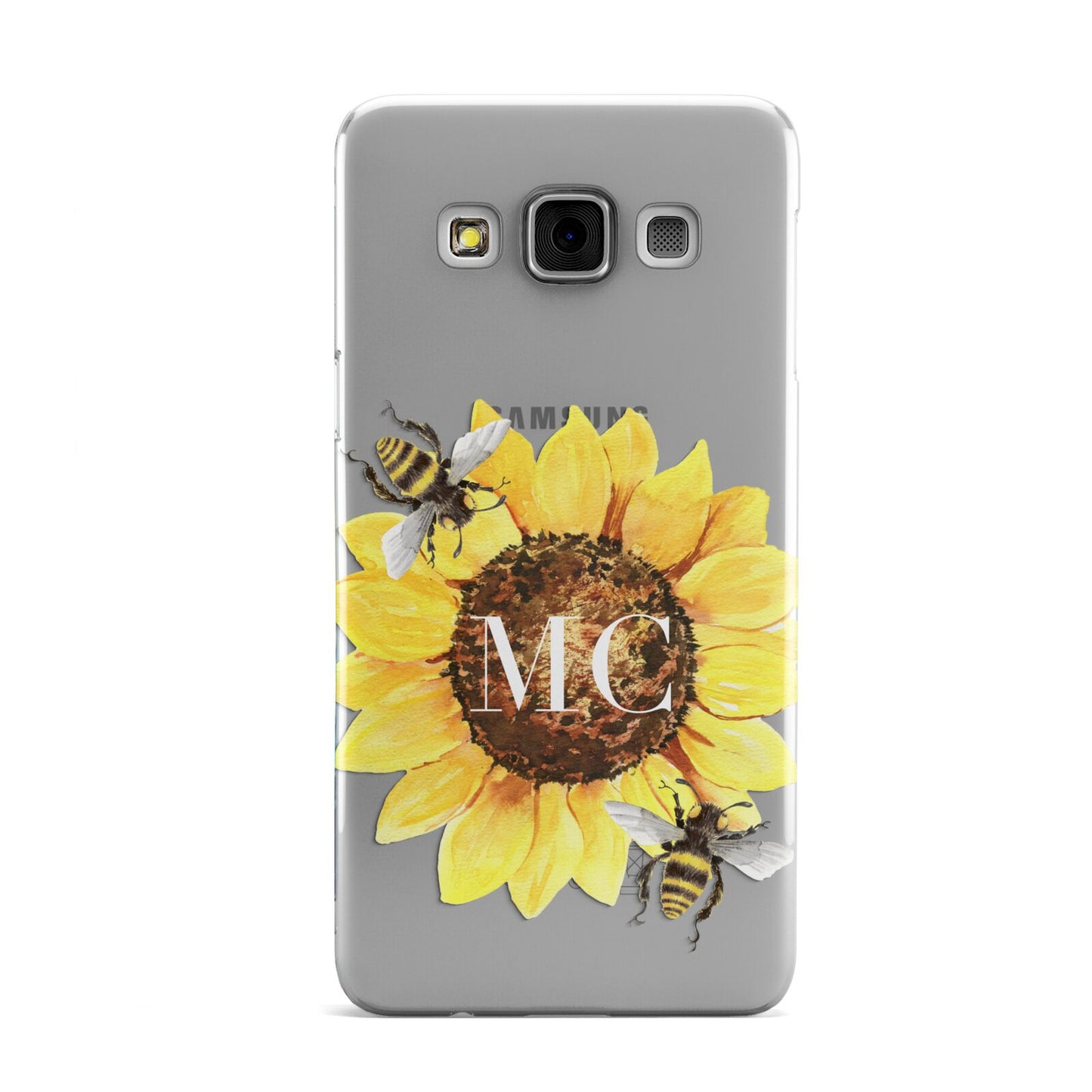 Monogrammed Sunflower with Little Bees Samsung Galaxy A3 Case