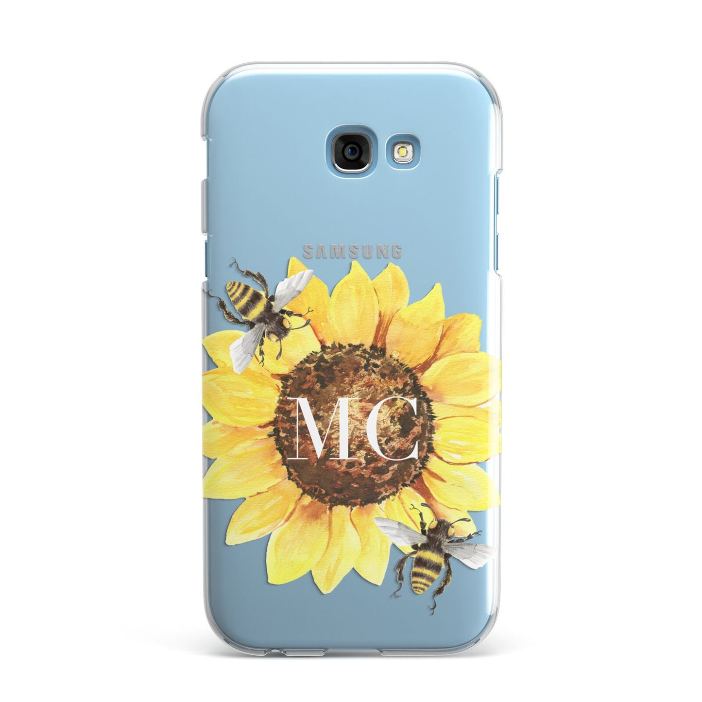 Monogrammed Sunflower with Little Bees Samsung Galaxy A7 2017 Case