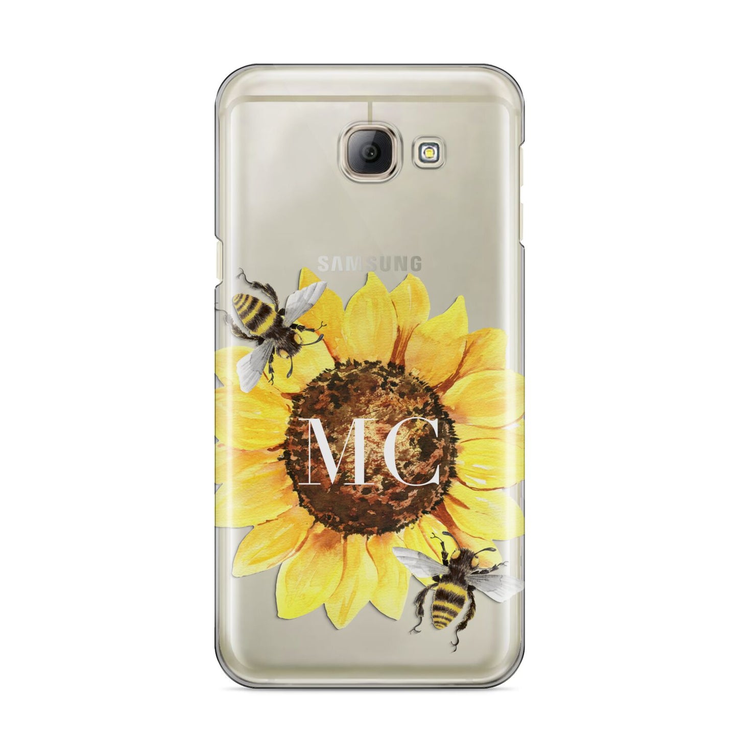 Monogrammed Sunflower with Little Bees Samsung Galaxy A8 2016 Case