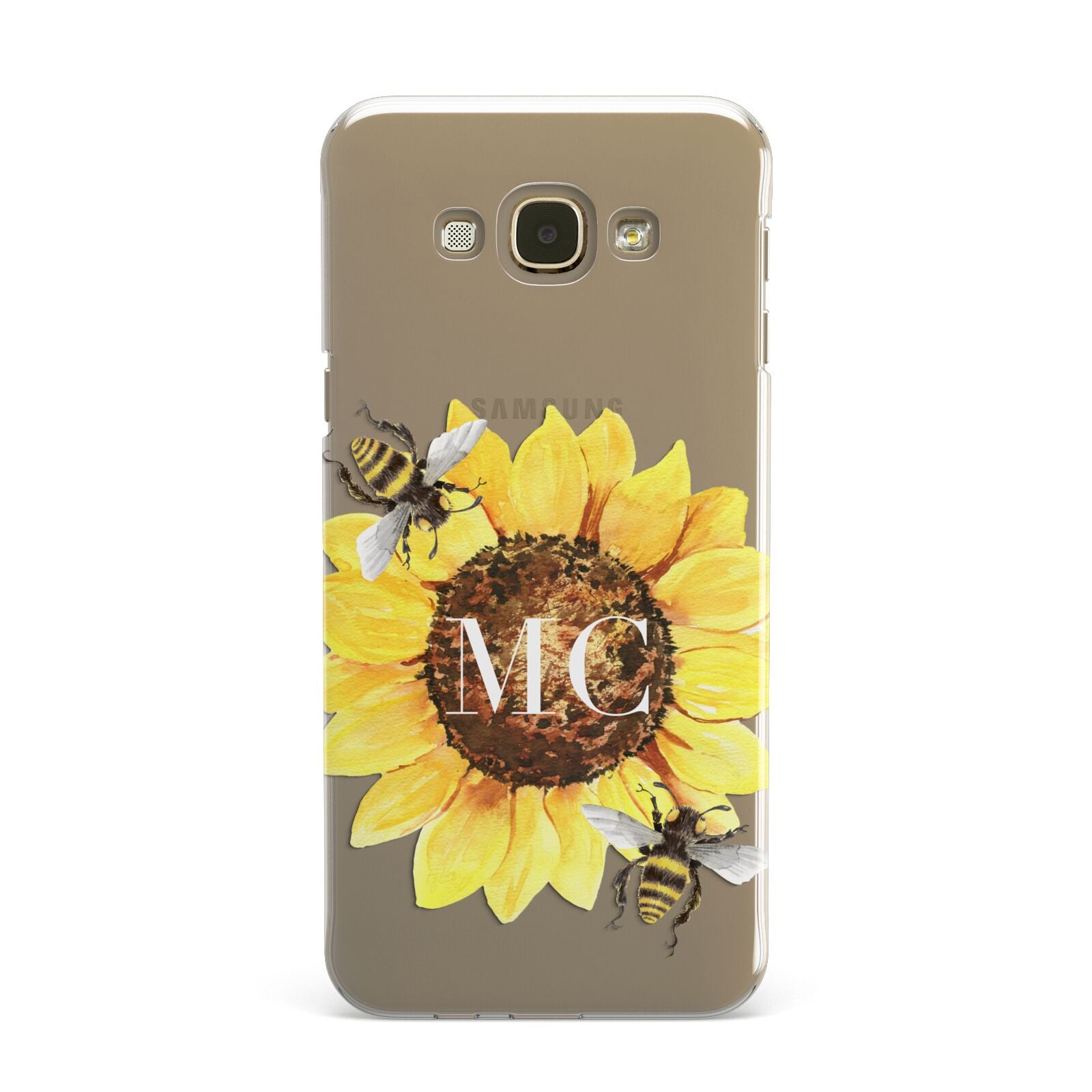 Monogrammed Sunflower with Little Bees Samsung Galaxy A8 Case