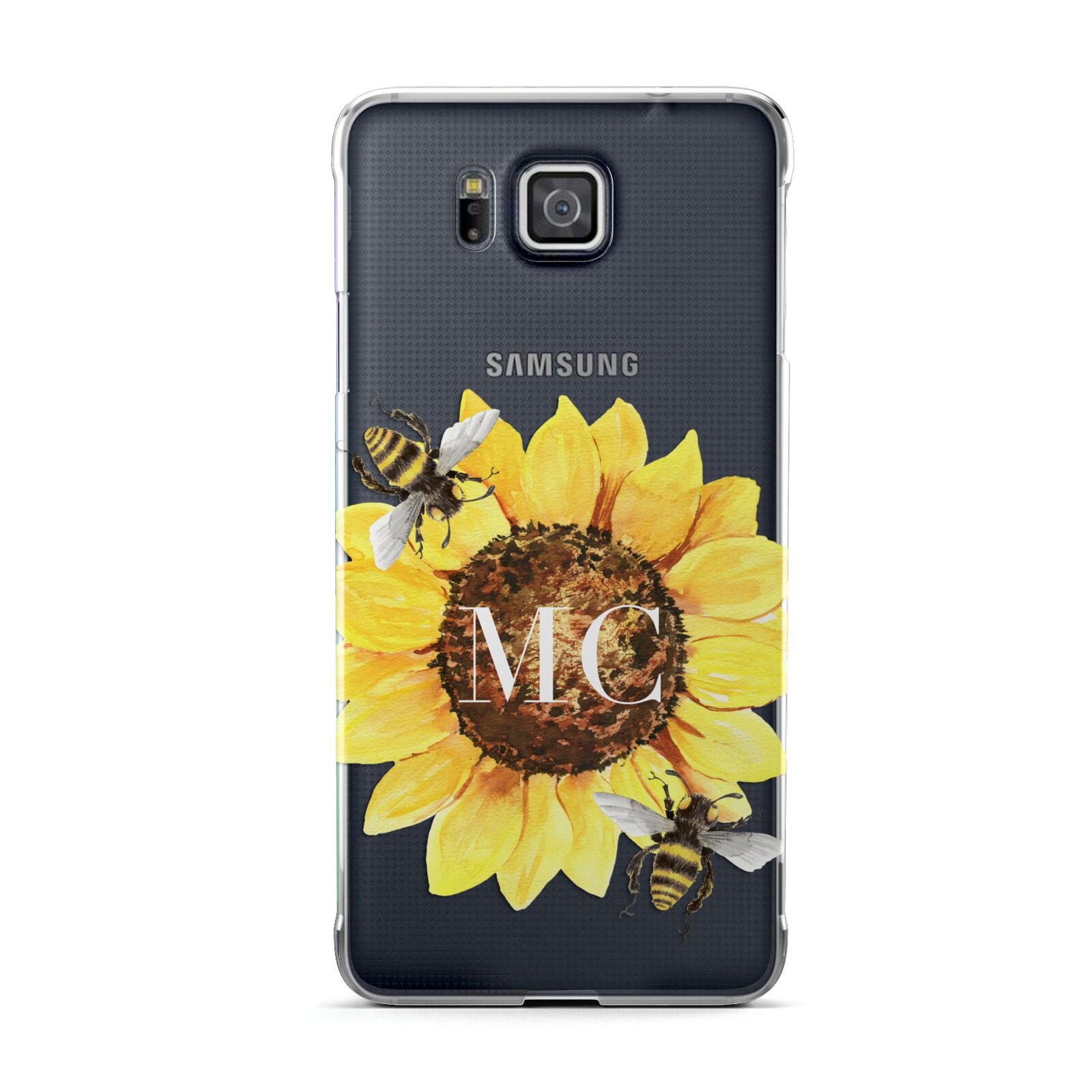 Monogrammed Sunflower with Little Bees Samsung Galaxy Alpha Case