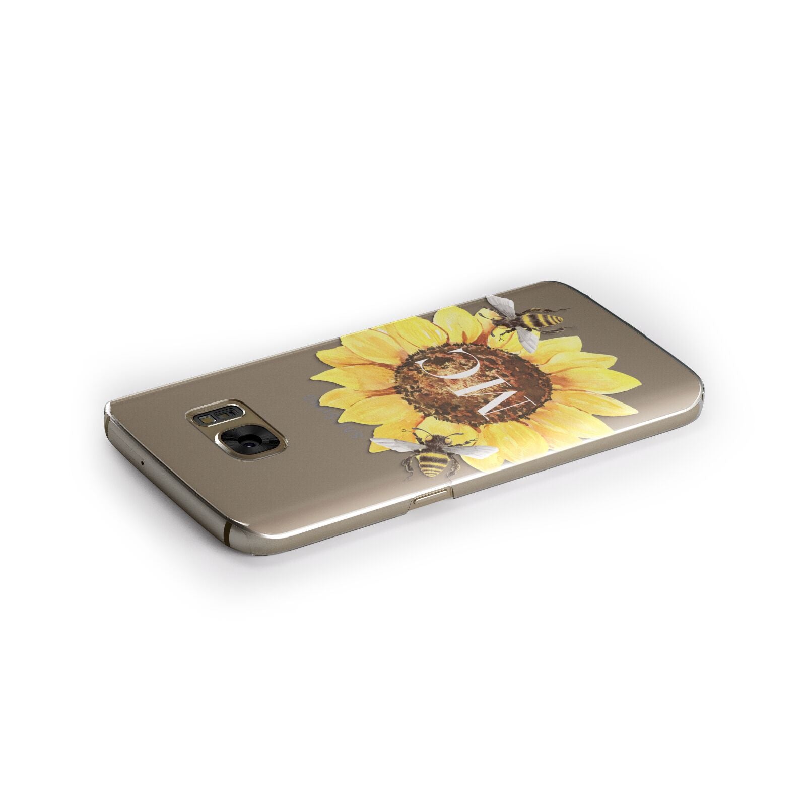 Monogrammed Sunflower with Little Bees Samsung Galaxy Case Side Close Up