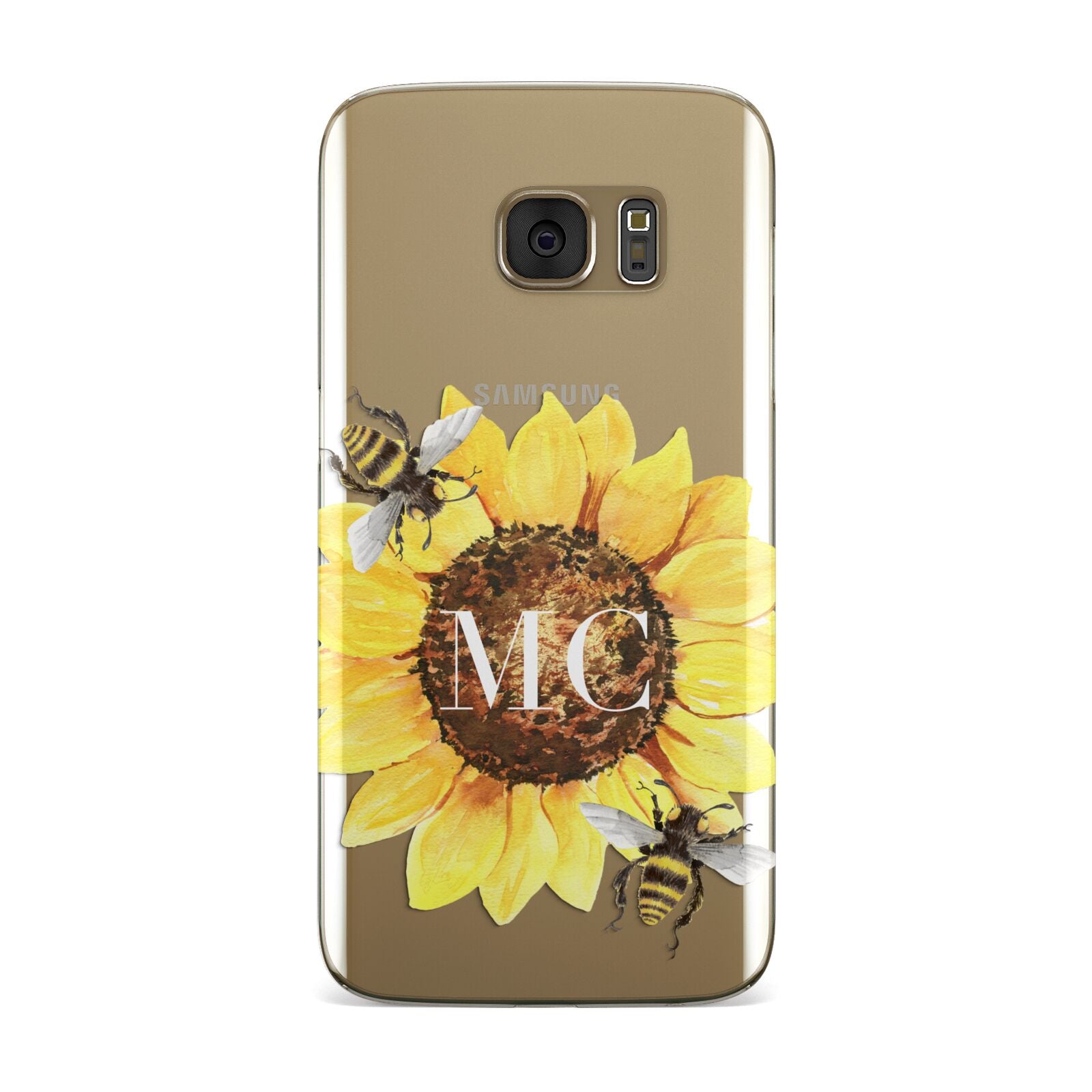 Monogrammed Sunflower with Little Bees Samsung Galaxy Case