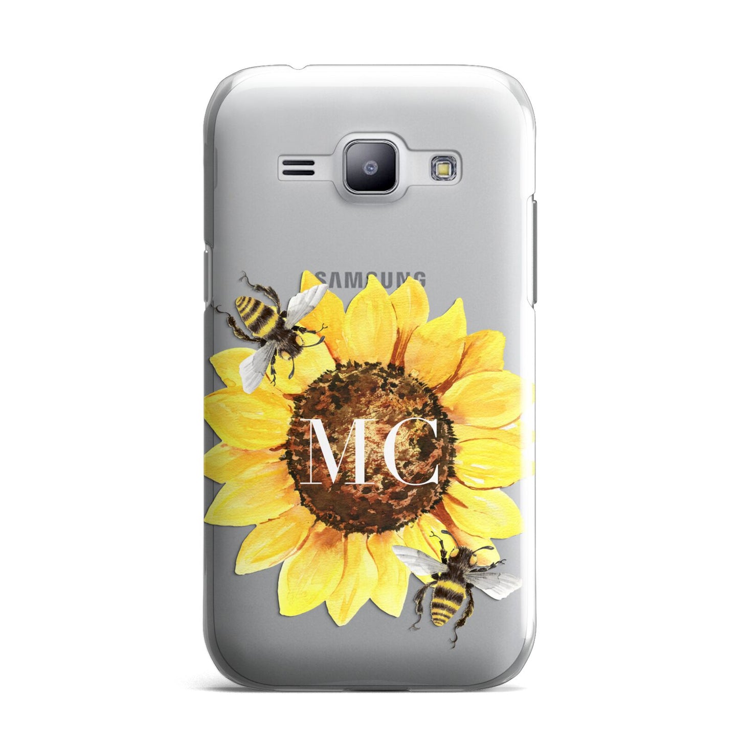 Monogrammed Sunflower with Little Bees Samsung Galaxy J1 2015 Case