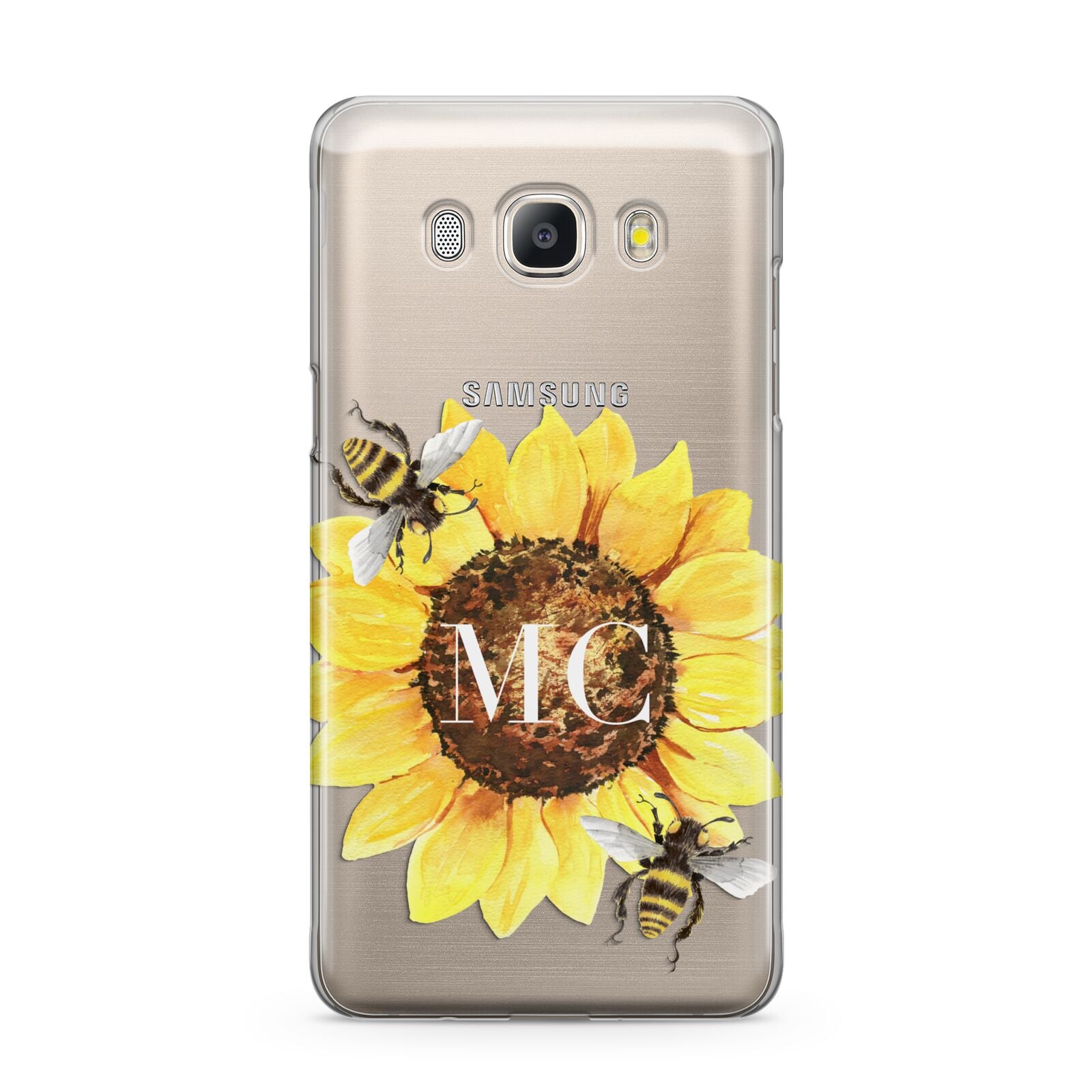 Monogrammed Sunflower with Little Bees Samsung Galaxy J5 2016 Case