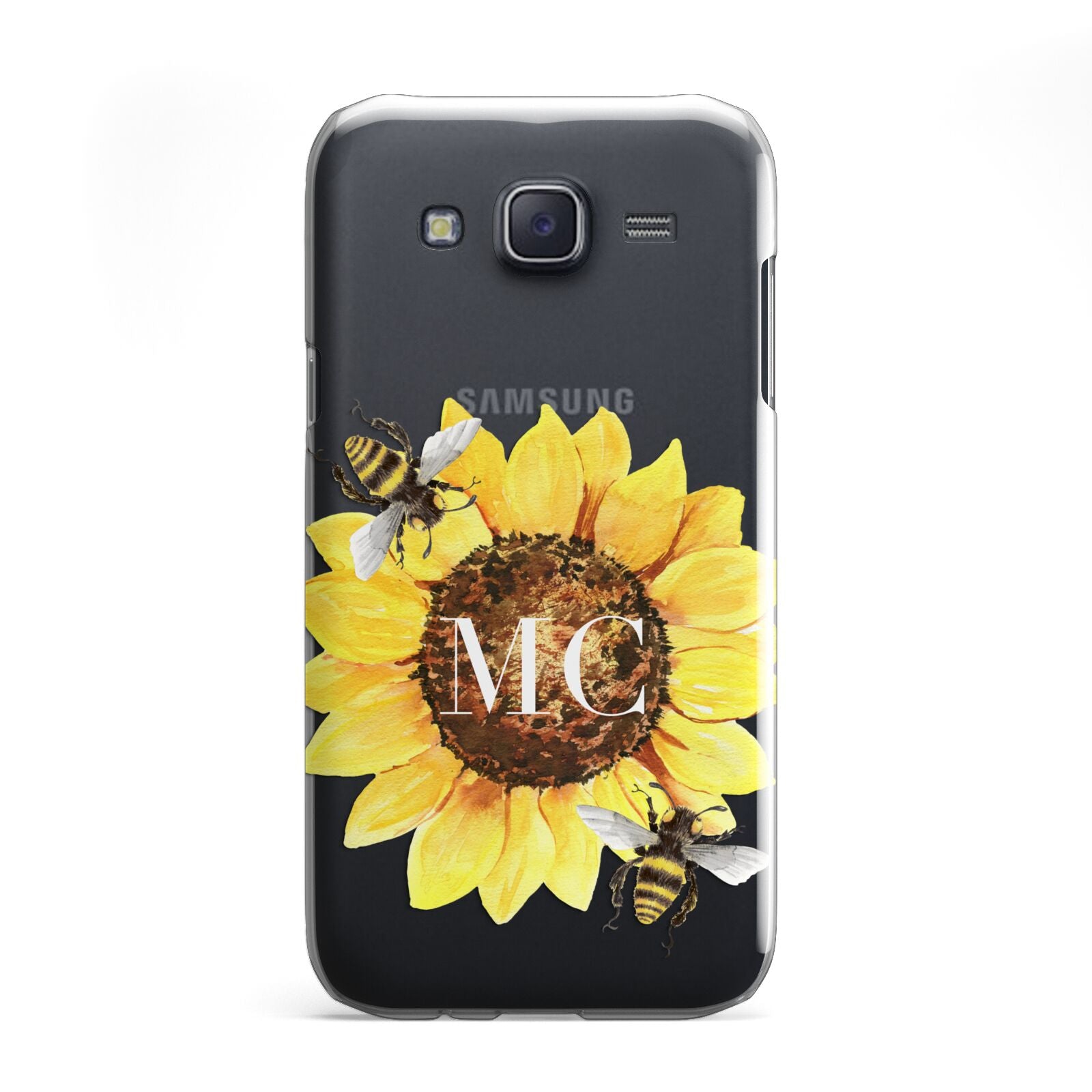 Monogrammed Sunflower with Little Bees Samsung Galaxy J5 Case