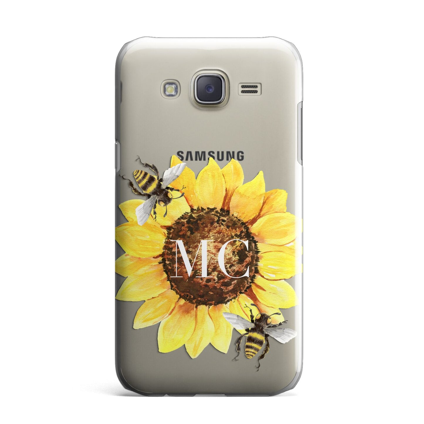 Monogrammed Sunflower with Little Bees Samsung Galaxy J7 Case