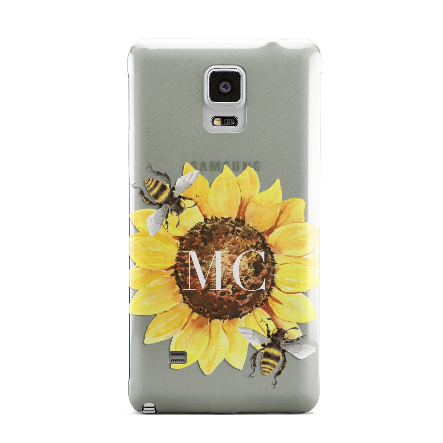 Monogrammed Sunflower with Little Bees Samsung Galaxy Note 4 Case