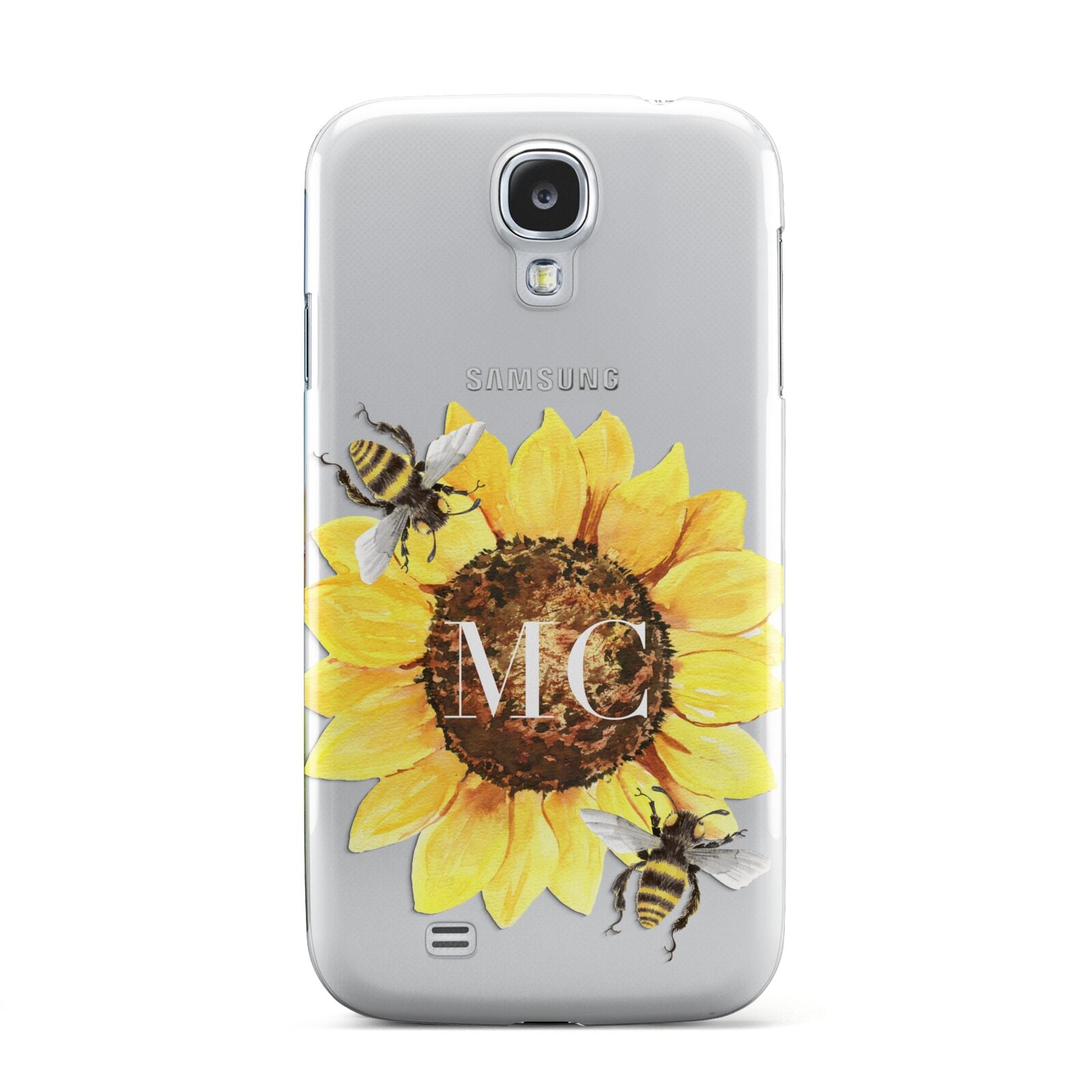 Monogrammed Sunflower with Little Bees Samsung Galaxy S4 Case