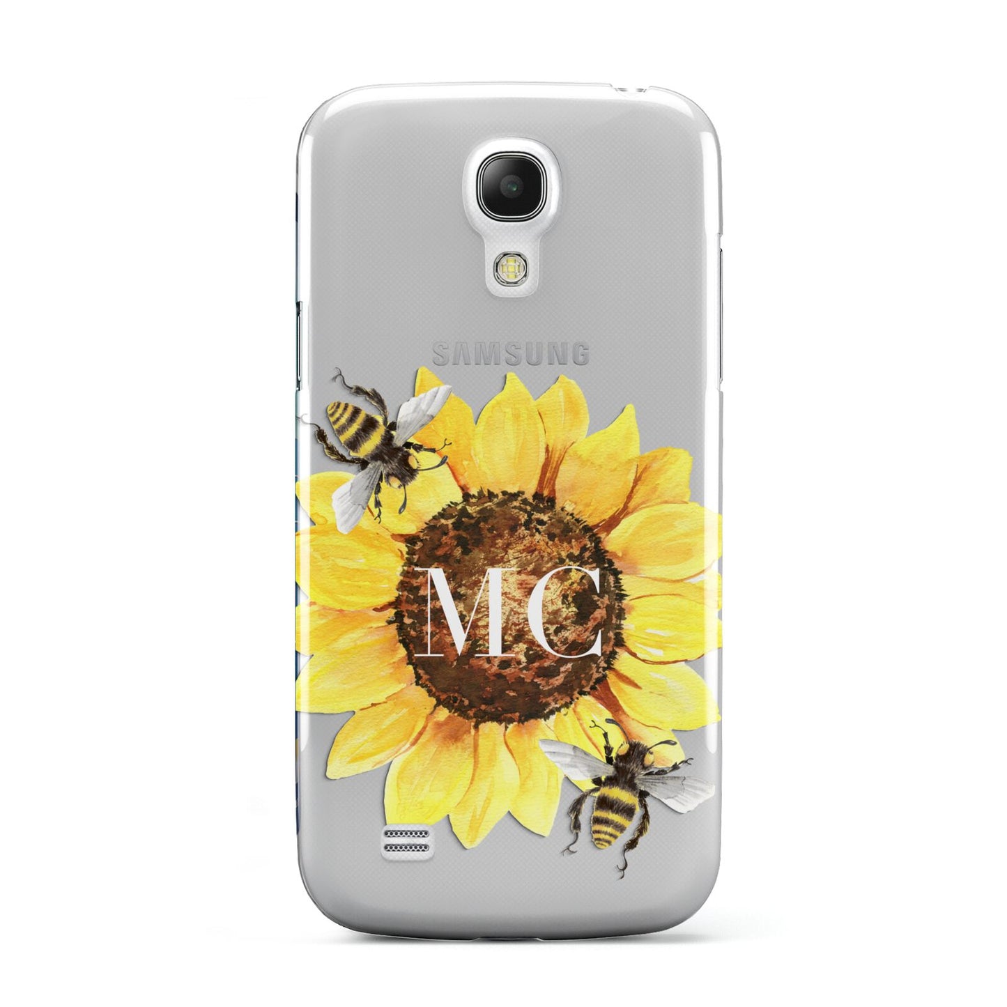 Monogrammed Sunflower with Little Bees Samsung Galaxy S4 Mini Case