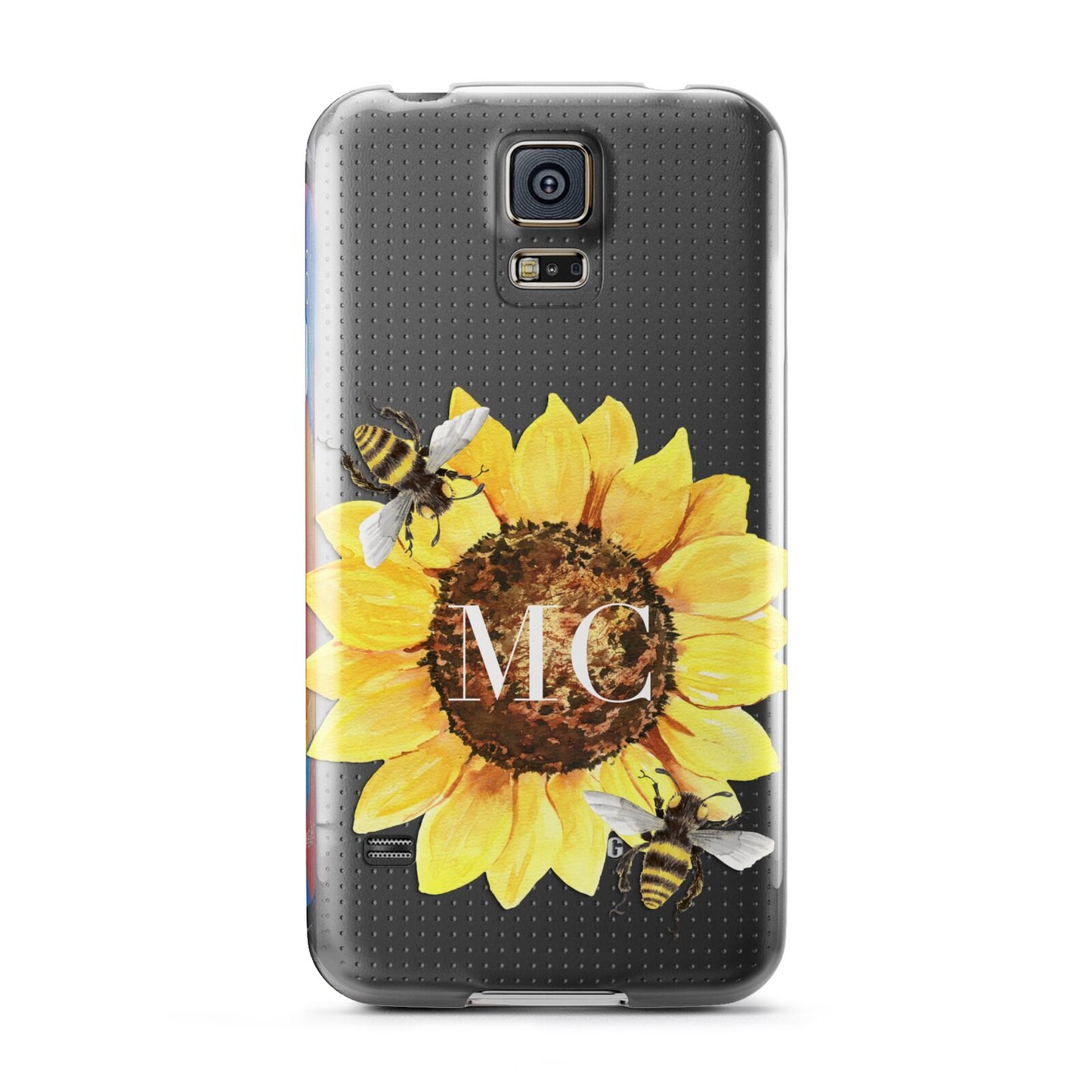 Monogrammed Sunflower with Little Bees Samsung Galaxy S5 Case