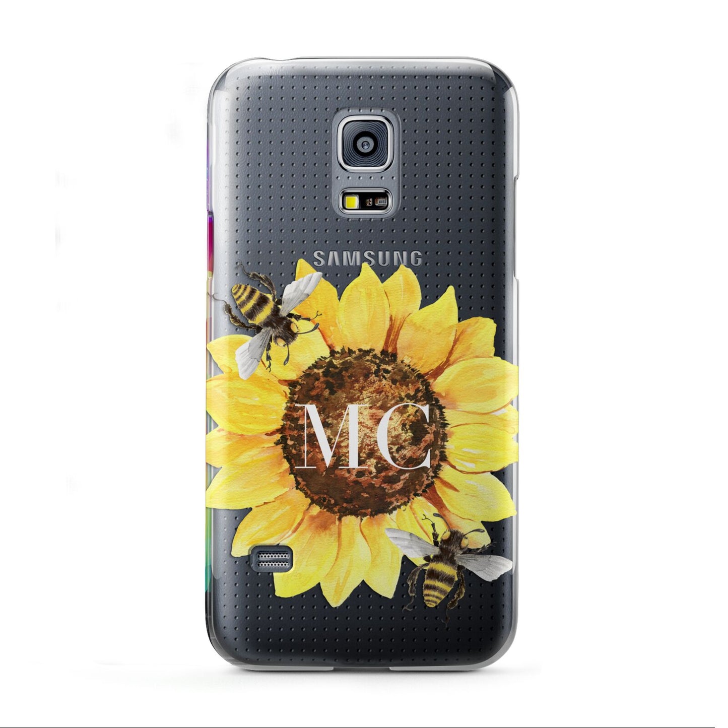 Monogrammed Sunflower with Little Bees Samsung Galaxy S5 Mini Case