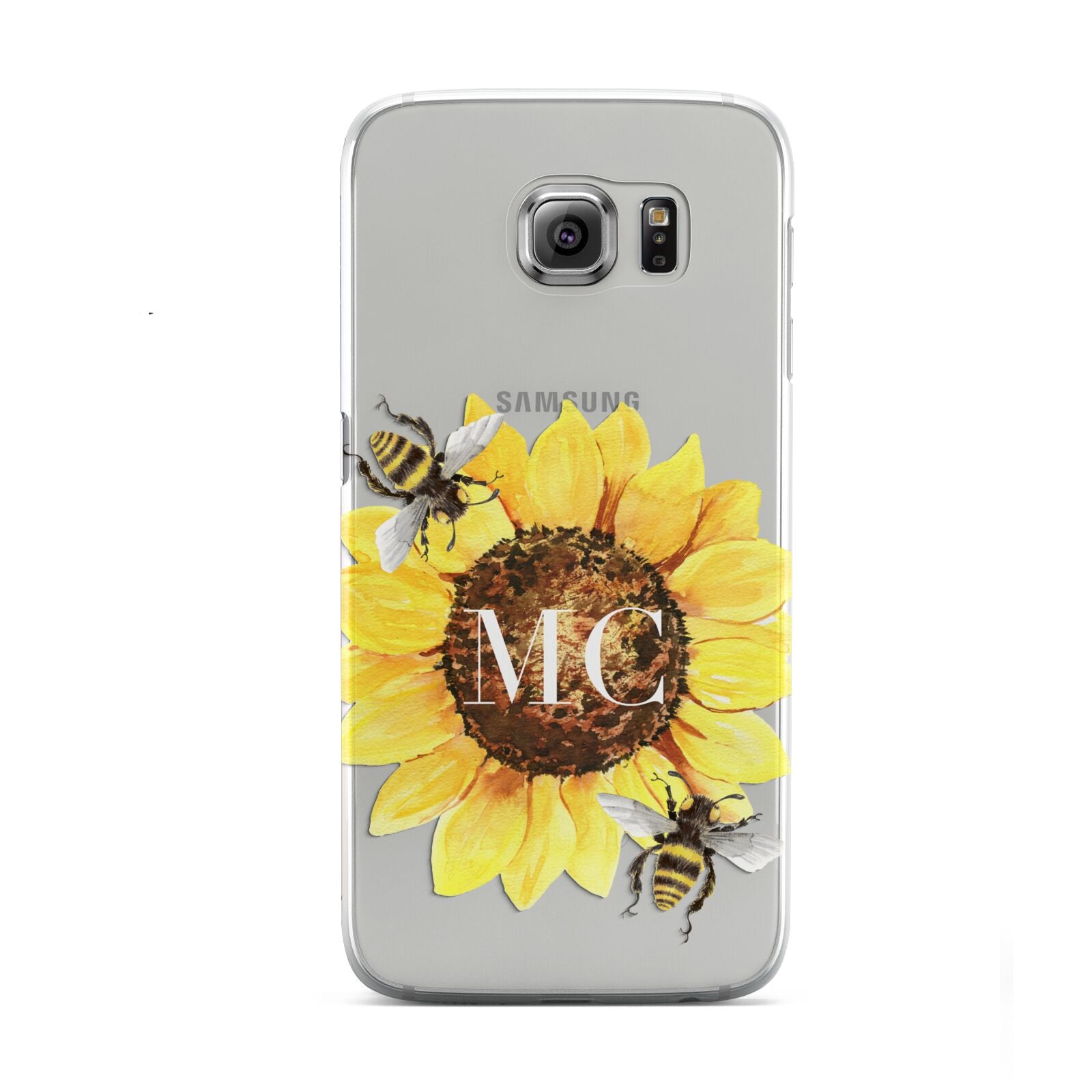 Monogrammed Sunflower with Little Bees Samsung Galaxy S6 Case